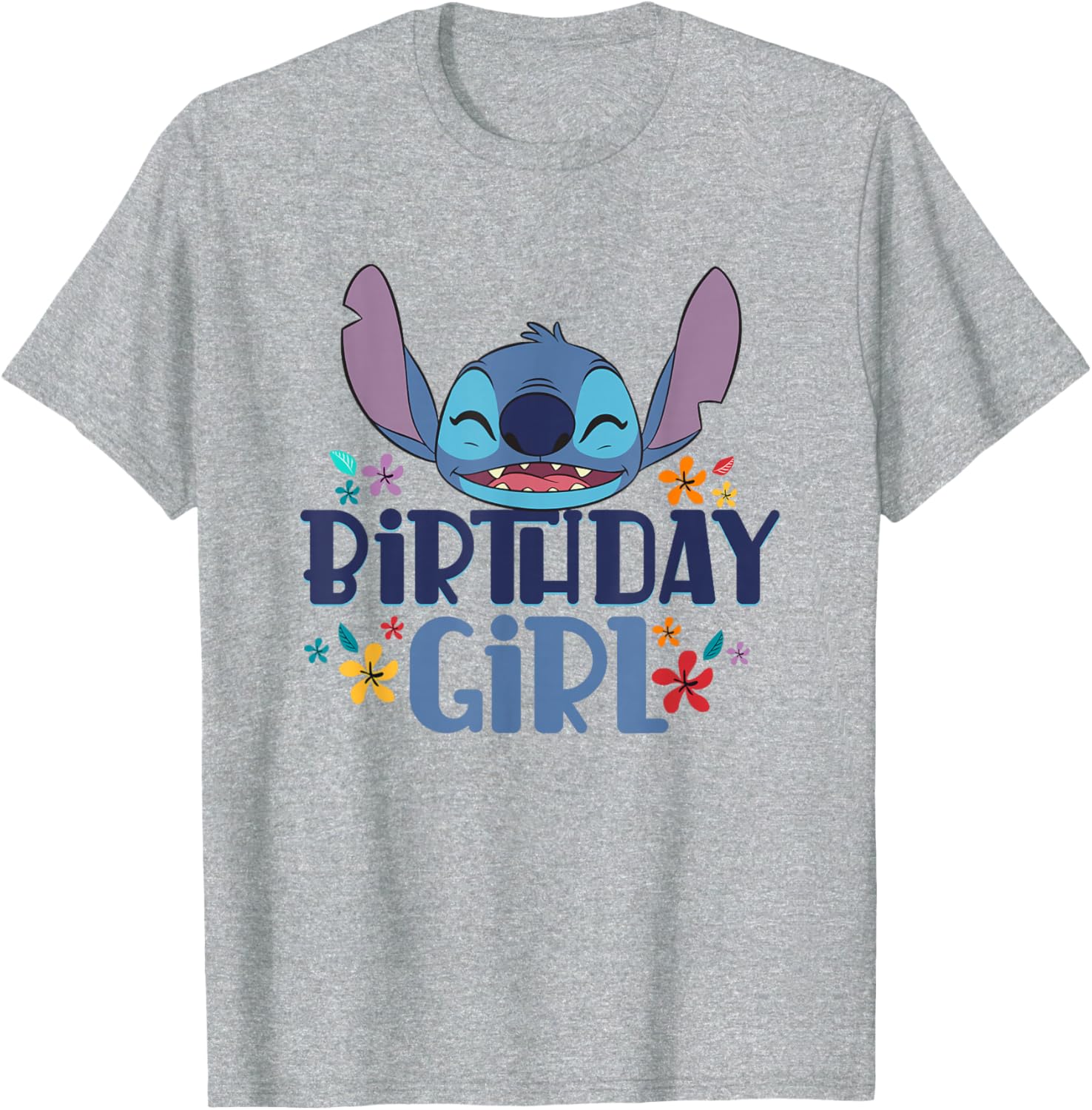 Lilo & Stitch Birthday Girl Floral Logo T-Shirt for Kids and Teens - 1