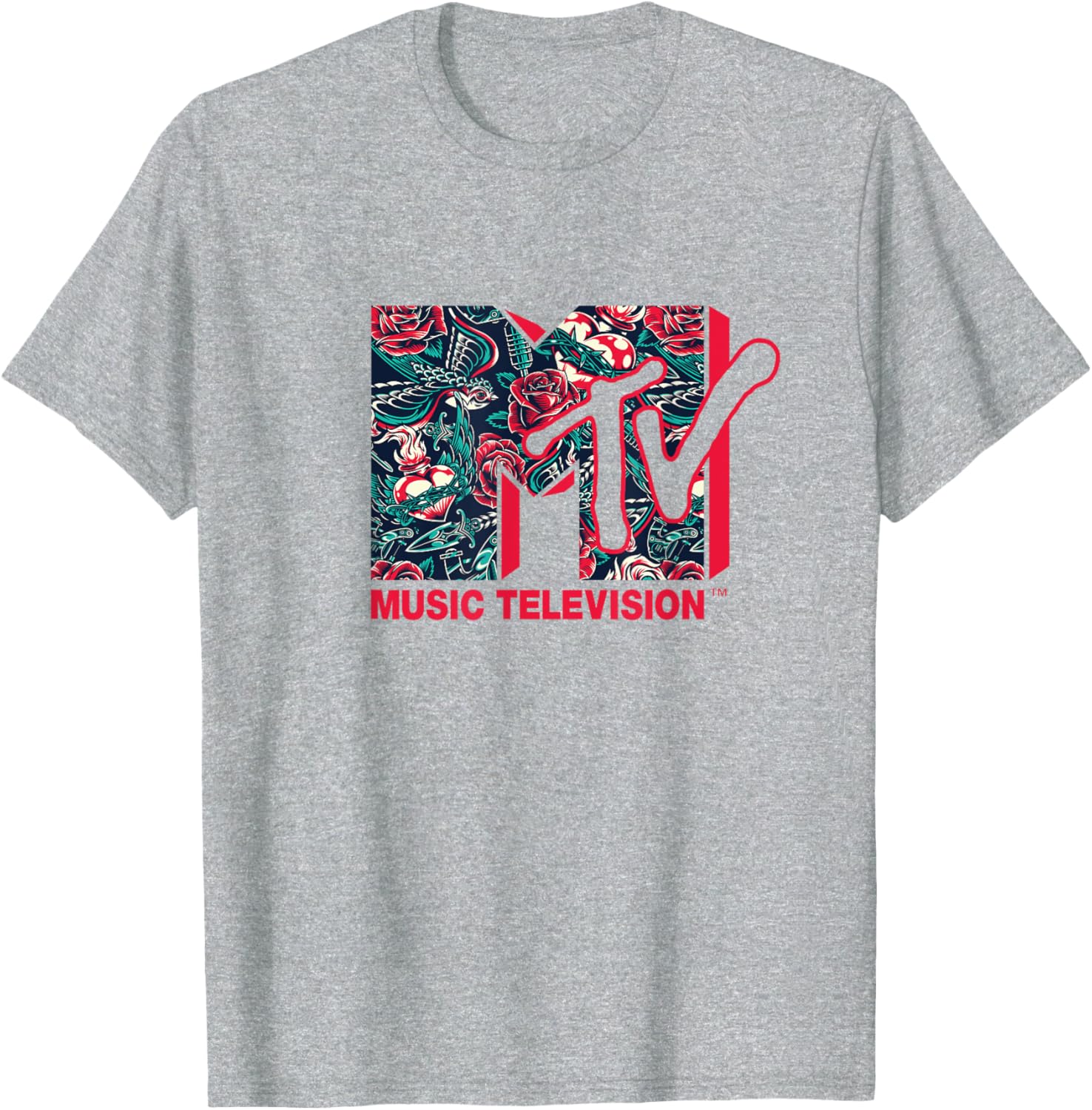 Mademark x MTV Official Logo Roses Tattoo Style T-Shirt for Fans - 19