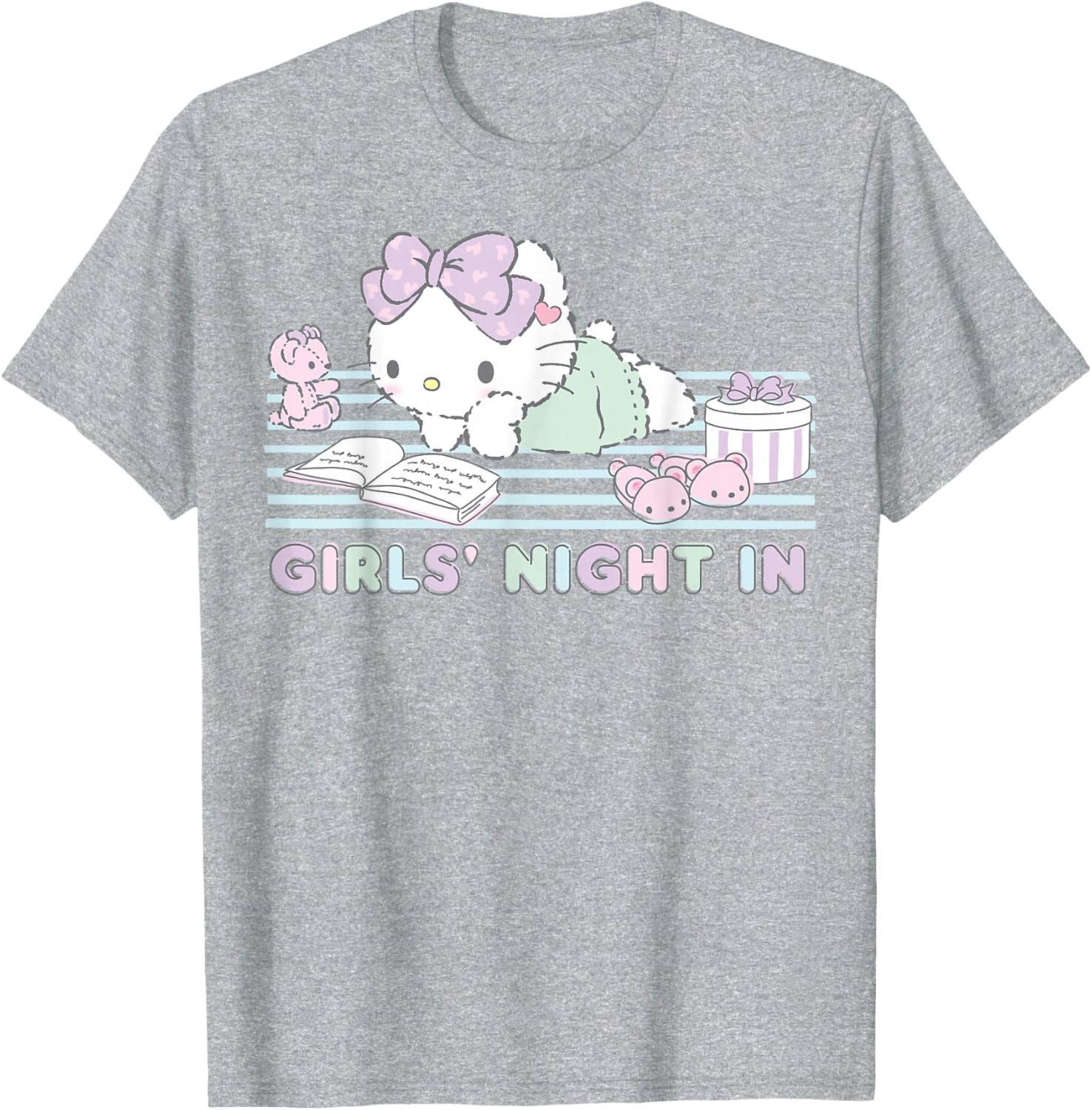 Hello Kitty Girls Night In Reading Short Sleeve T-Shirt for Fun Style - 2