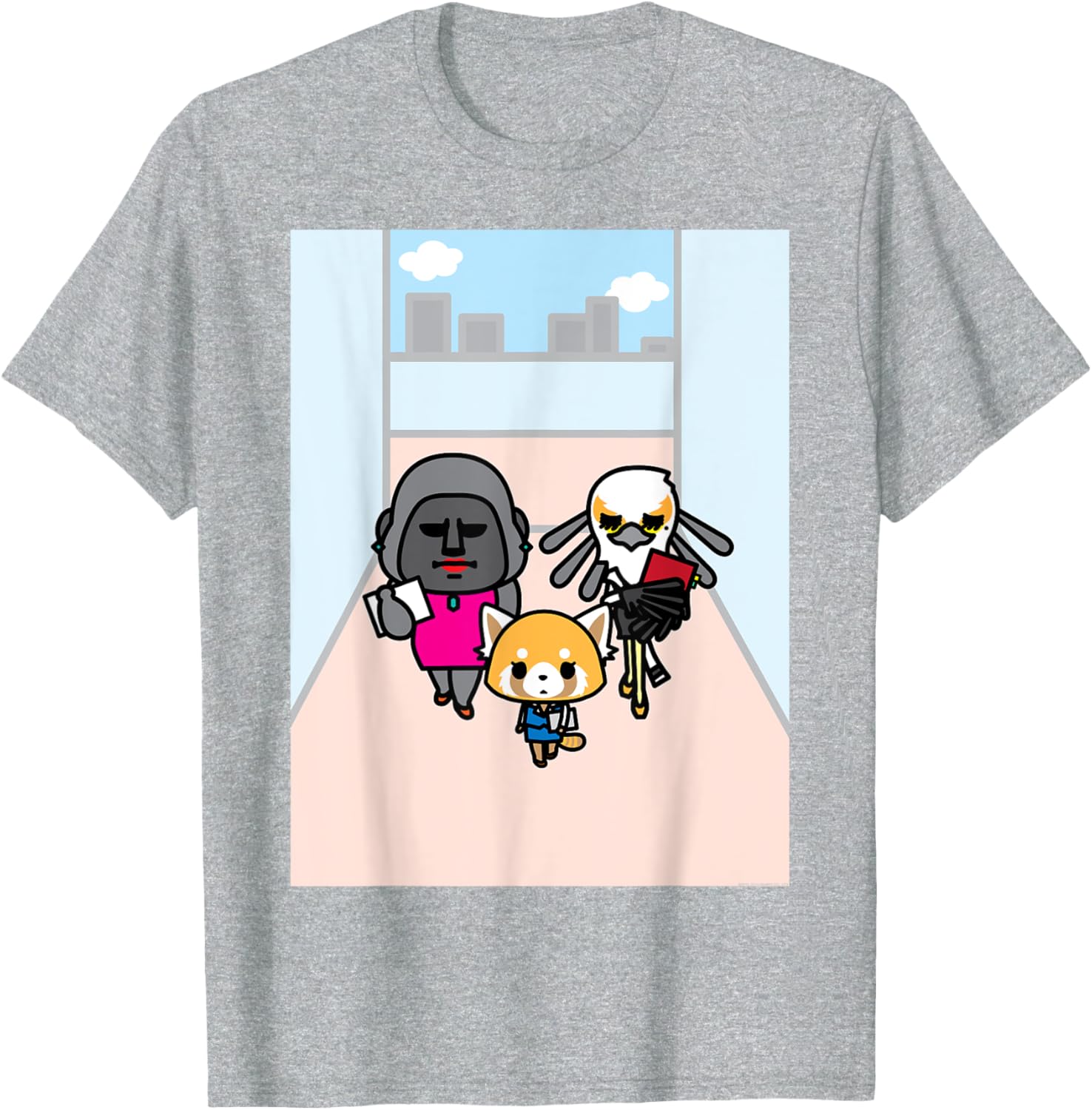 Aggretsuko Office Girl Gang Tee Shirt Fun Graphic T-Shirt for Fans - 1
