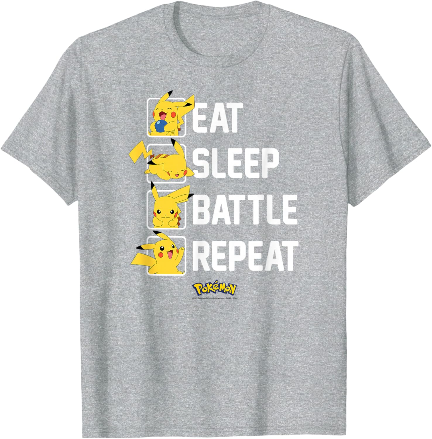 Pikachu Eat Sleep Battle Repeat T-Shirt for Pokémon Fans and Gamers - 12