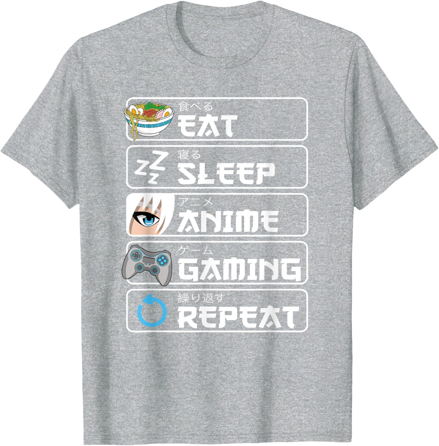 Eat Sleep Anime Gaming Repeat T-Shirt for Otaku Boys and Men - 5