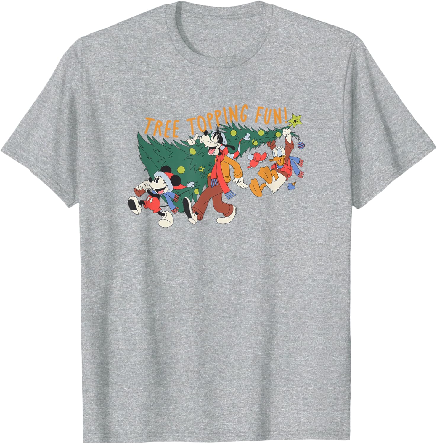 Mickey Mouse Goofy Donald Christmas Tree Topping T-Shirt for Men - 1