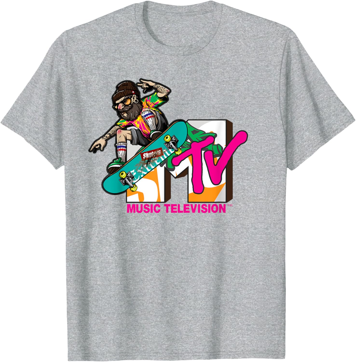 Mademark x MTV Hipster Skater T-Shirt - Trendy Logo Graphic Tee - 7