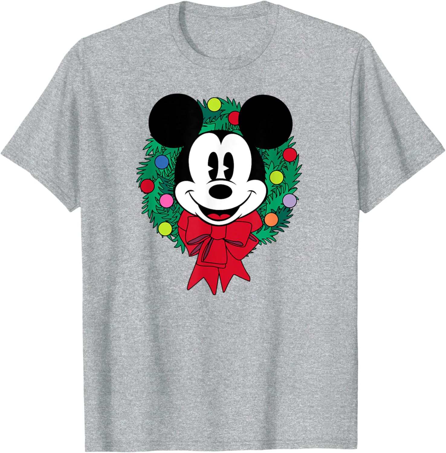 Festive Mickey Mouse Christmas Wreath T-Shirt for Men, Blue Small - 5