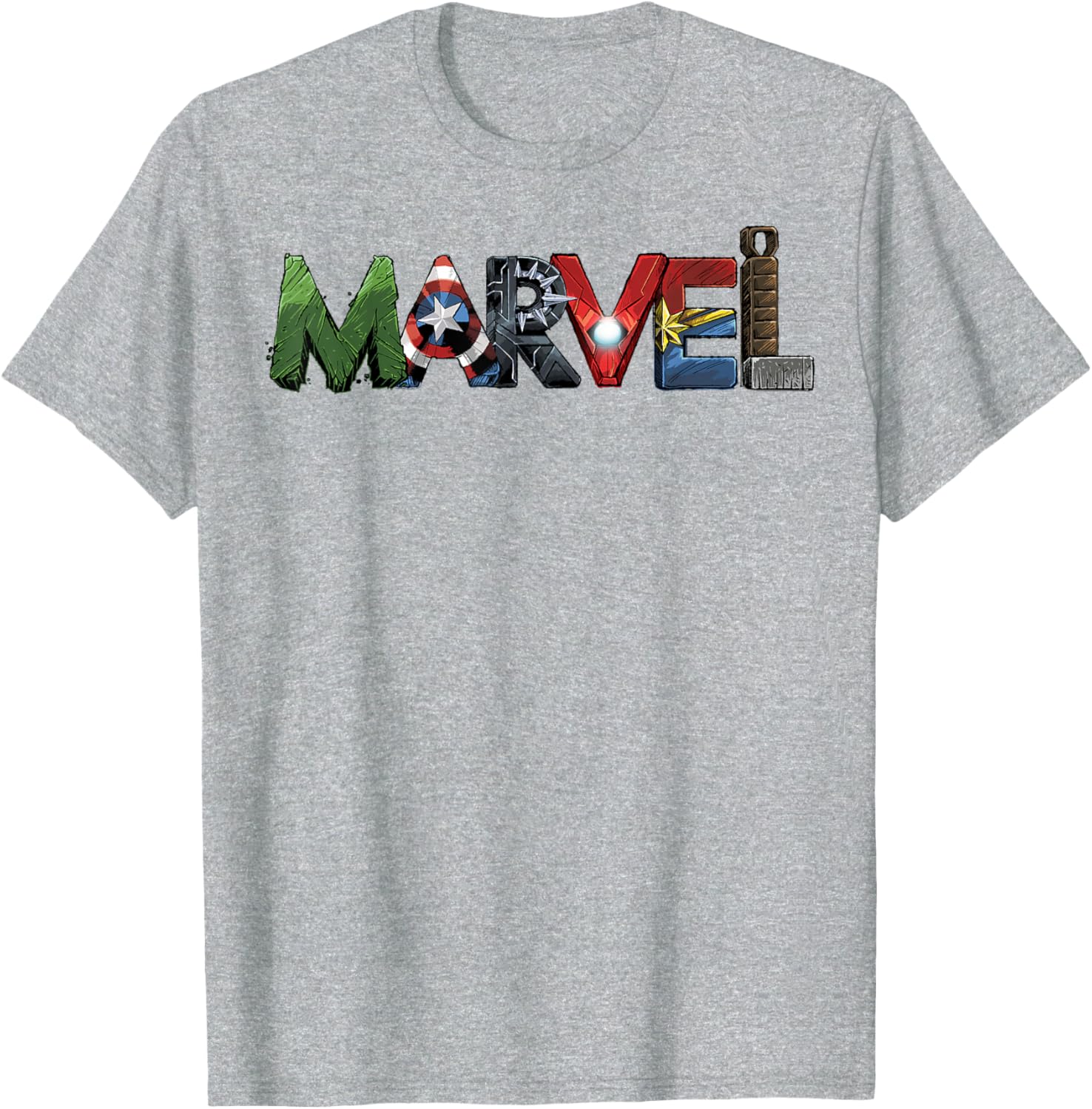 Marvel Avengers Character Text Portrait T-Shirt for Superhero Fans - 9
