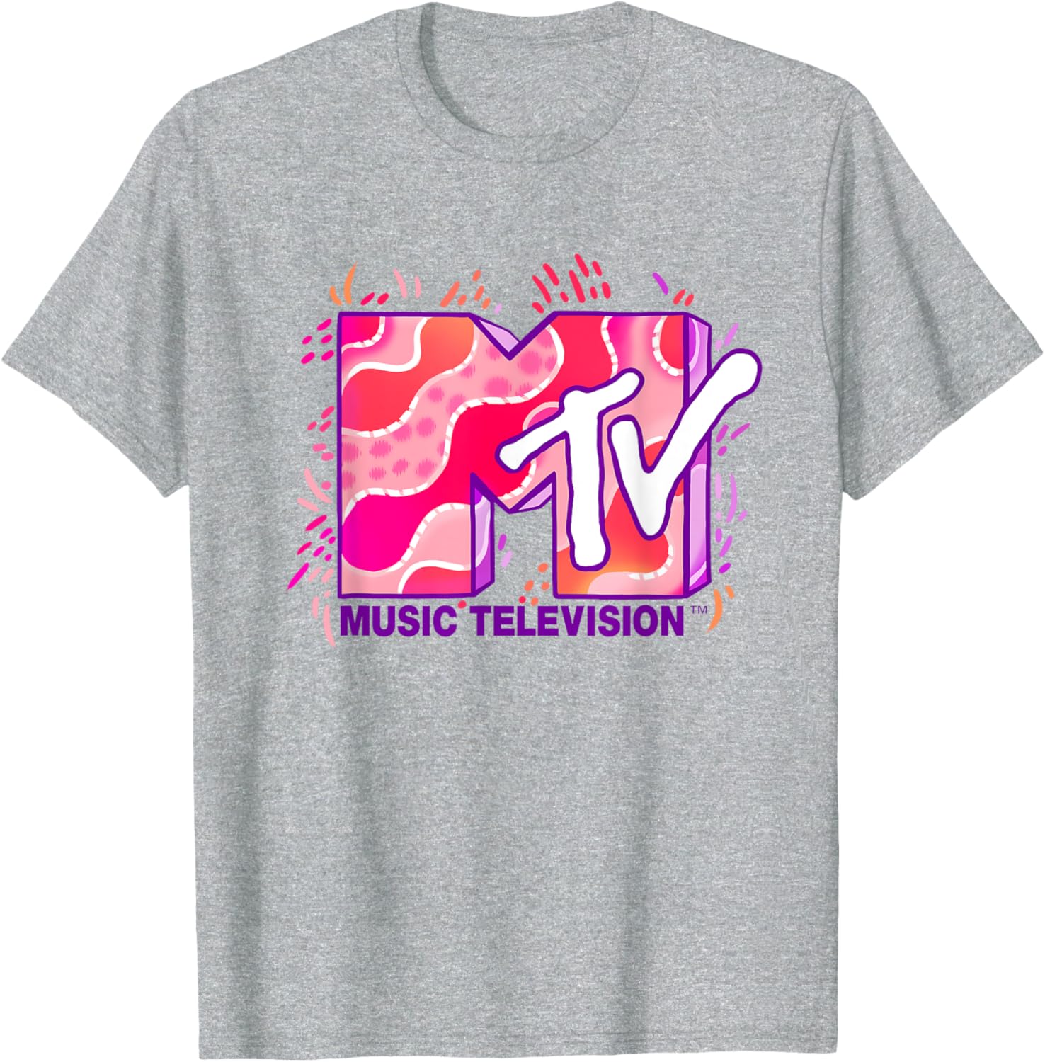 Mademark x MTV Funky Pink and Purple Waves Logo T-Shirt for Cool Style - 11