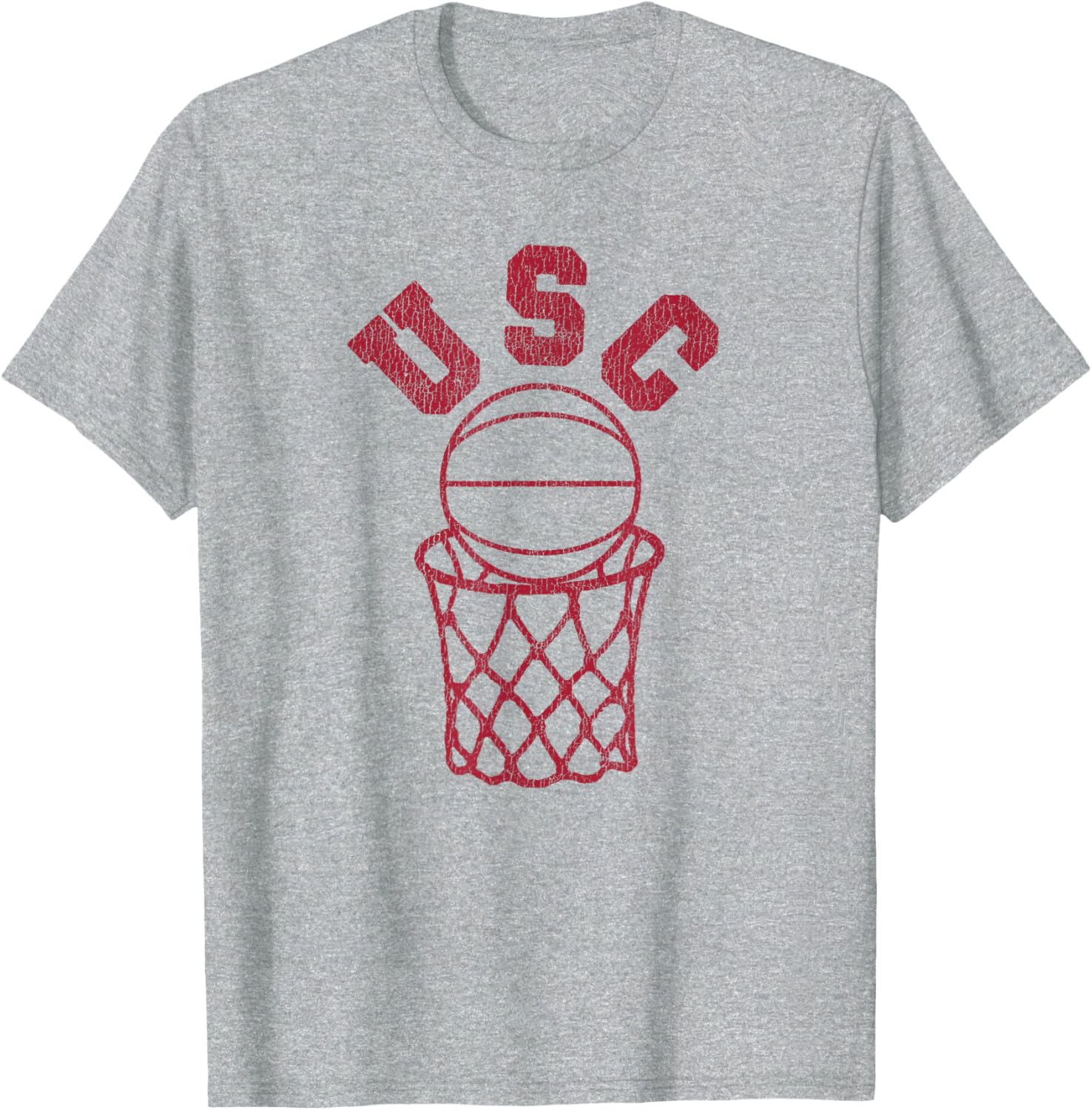 USC Basketball Trojans Distressed Retro 80s Style Hoop T-Shirt for Fans - 1