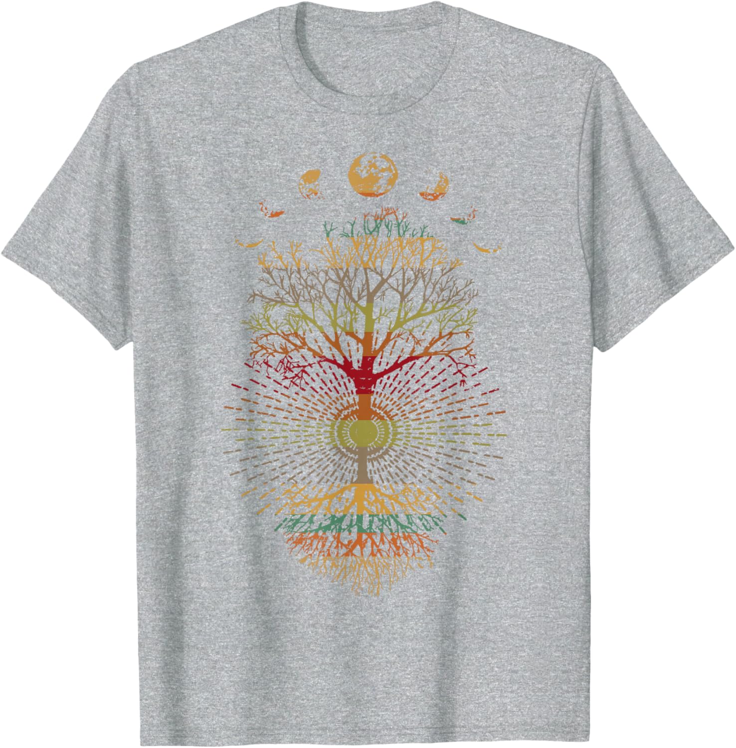 Phases of the Moon Retro Tree of Life T-Shirt 60s 70s Vibe - 6