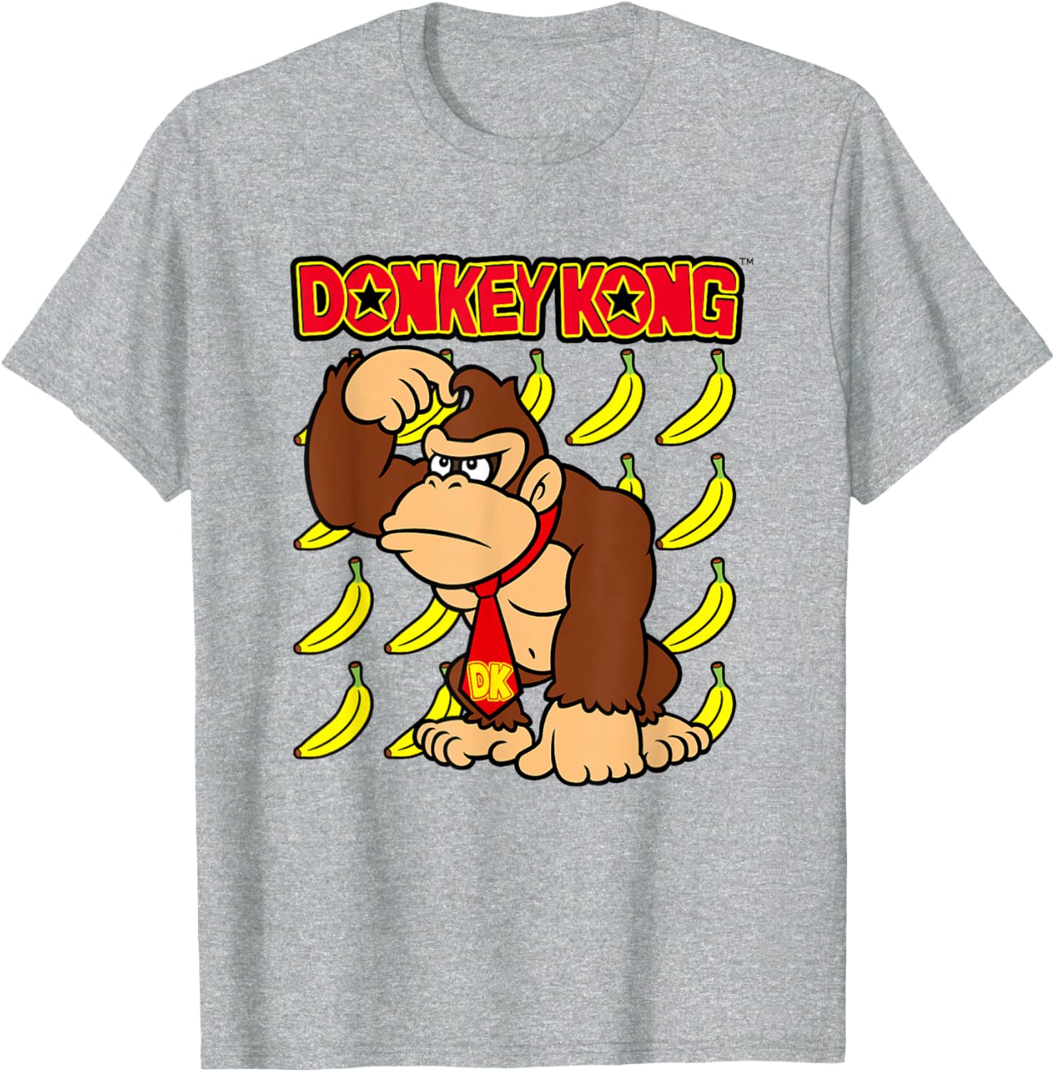 Donkey Kong Ape Thoughts Banana Background Graphic T-Shirt for Fans - 1