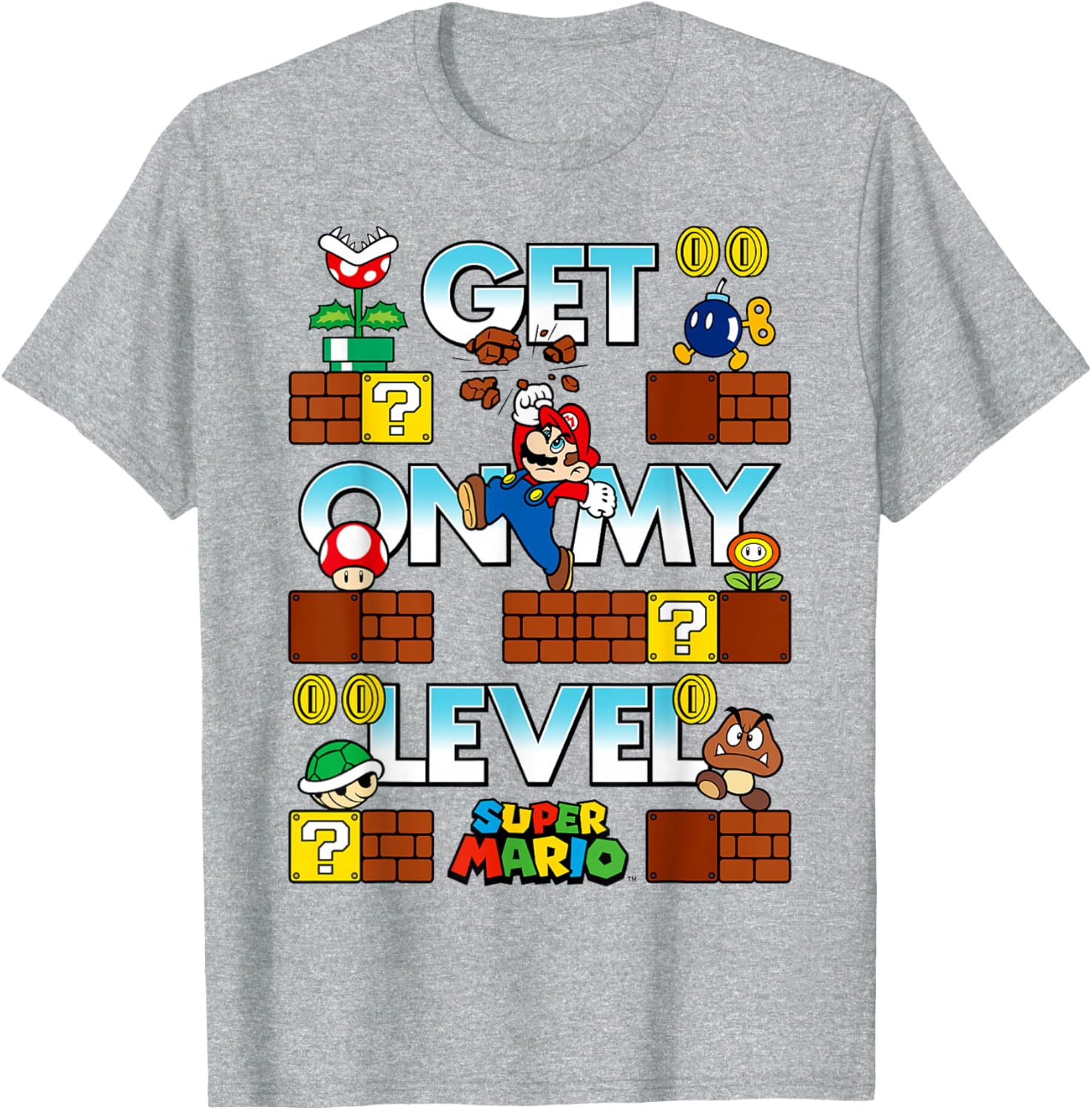 Super Mario Get On My Level Game Play Poster T-Shirt for Gamers - 15