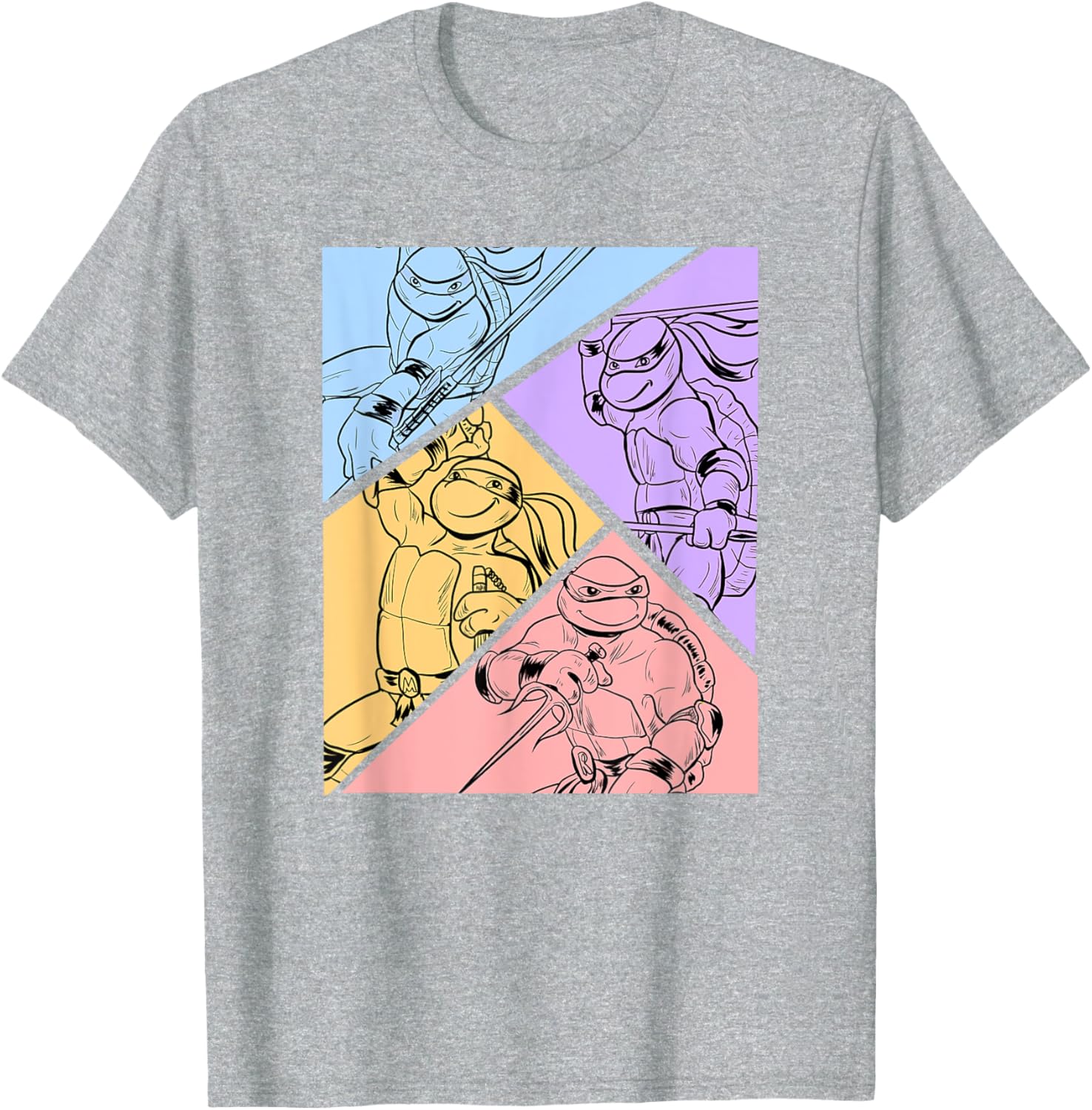 Mademark TMNT Pastel T-Shirt Featuring Turtles in Ink Design - 1