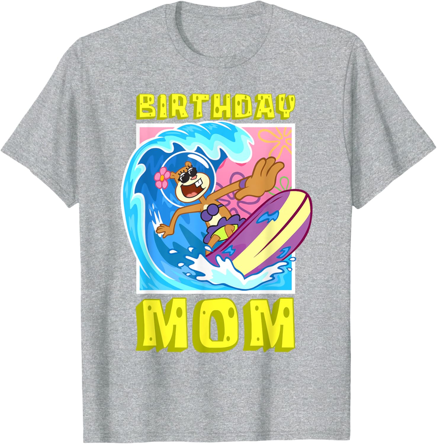 Sandy Birthday Mom Surfing SpongeBob T-Shirt Cool Gift for Moms - 5