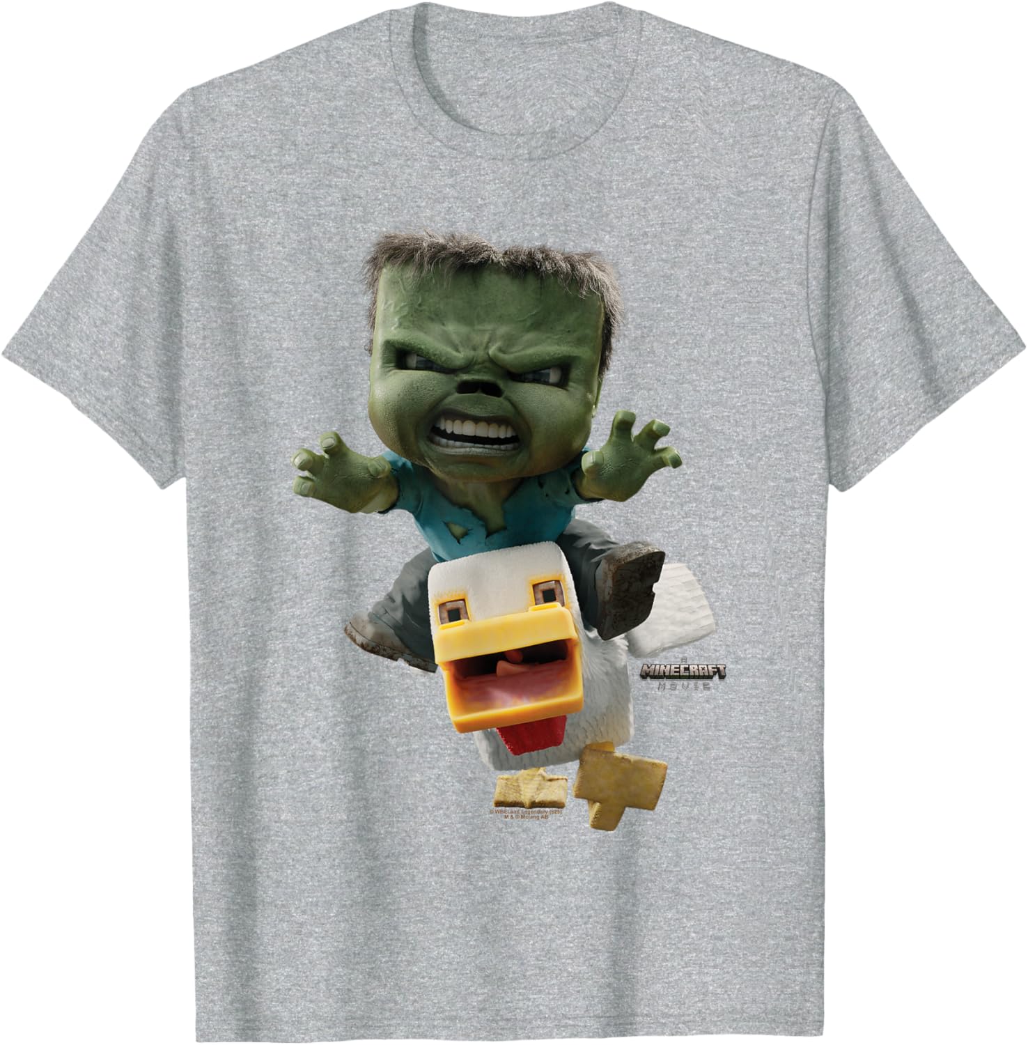 Cool Minecraft Movie Chicken Jockey Baby Zombie Attack T-Shirt for Kids - 9