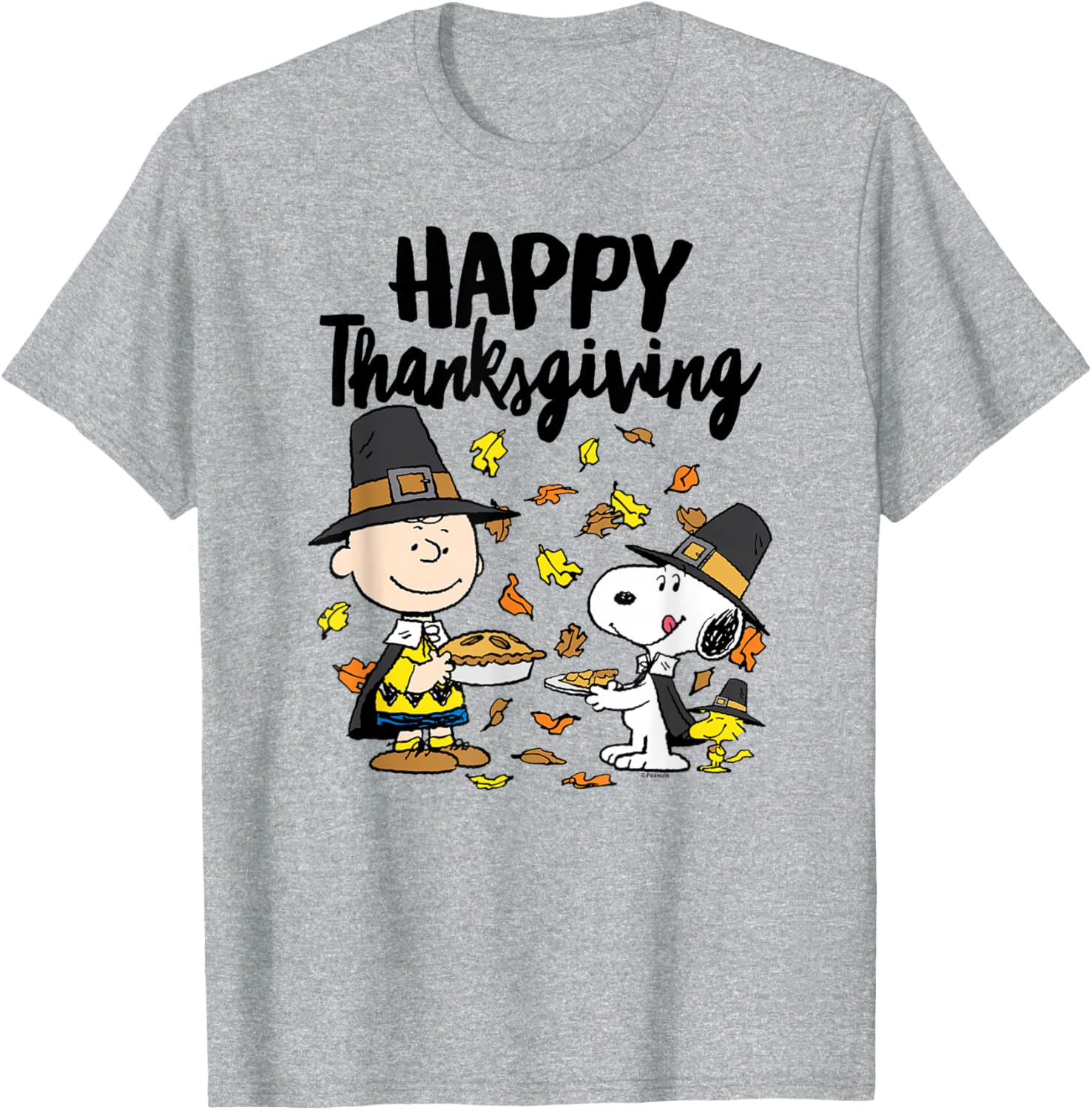 Happy Thanksgiving Peanuts T-Shirt with Charlie Brown Snoopy Woodstock - 3