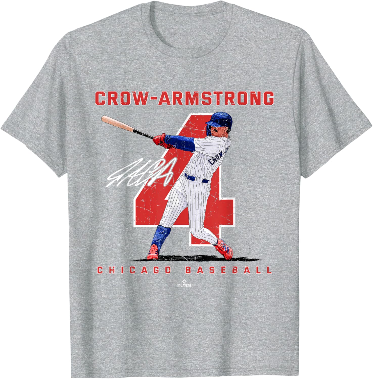 Pete Crow Armstrong Chicago Baseball T-Shirt MLBPA Number and Portrait Design - 2