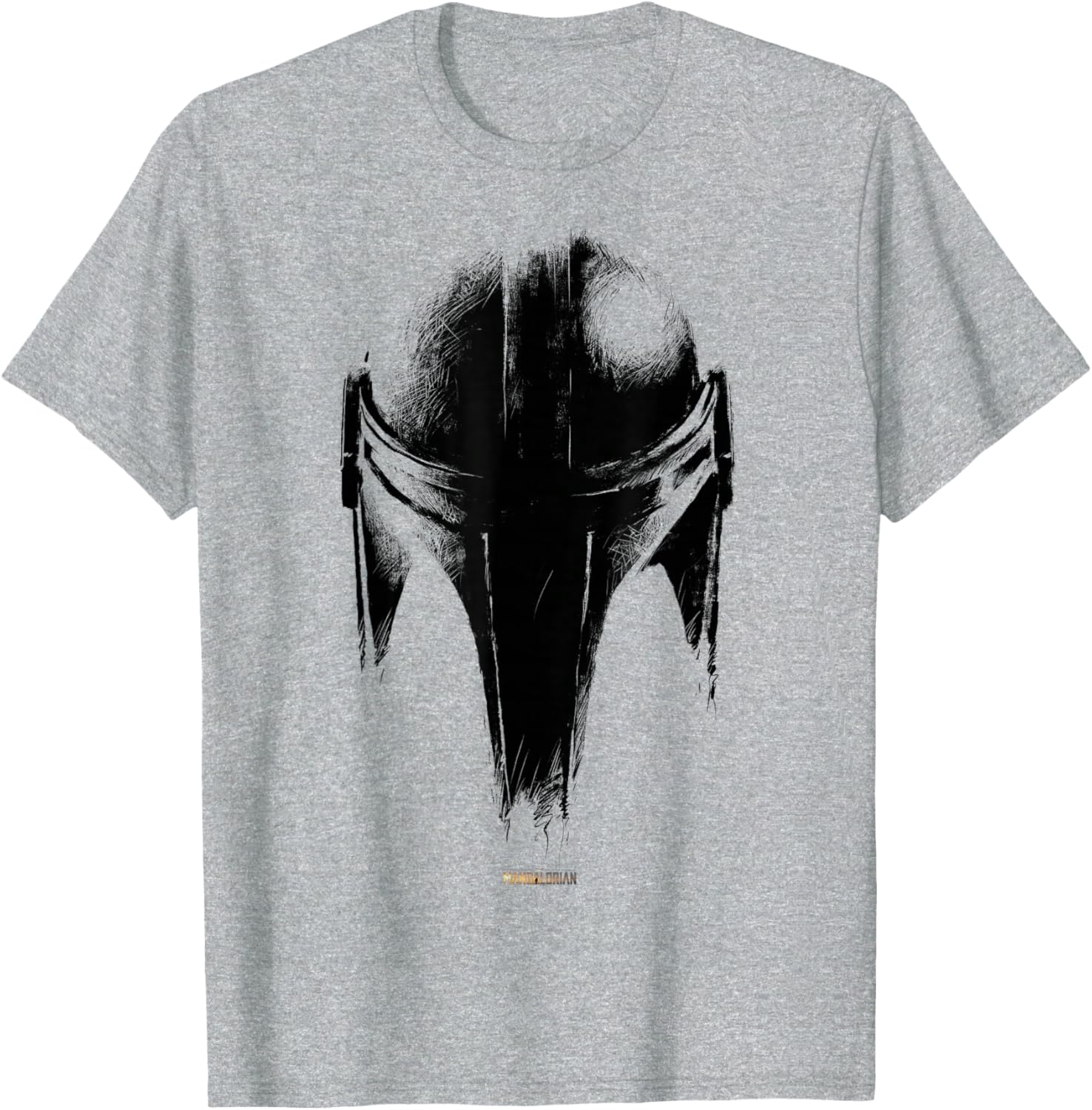Star Wars The Mandalorian Dark Helmet Sketched T-Shirt for Fans - 4