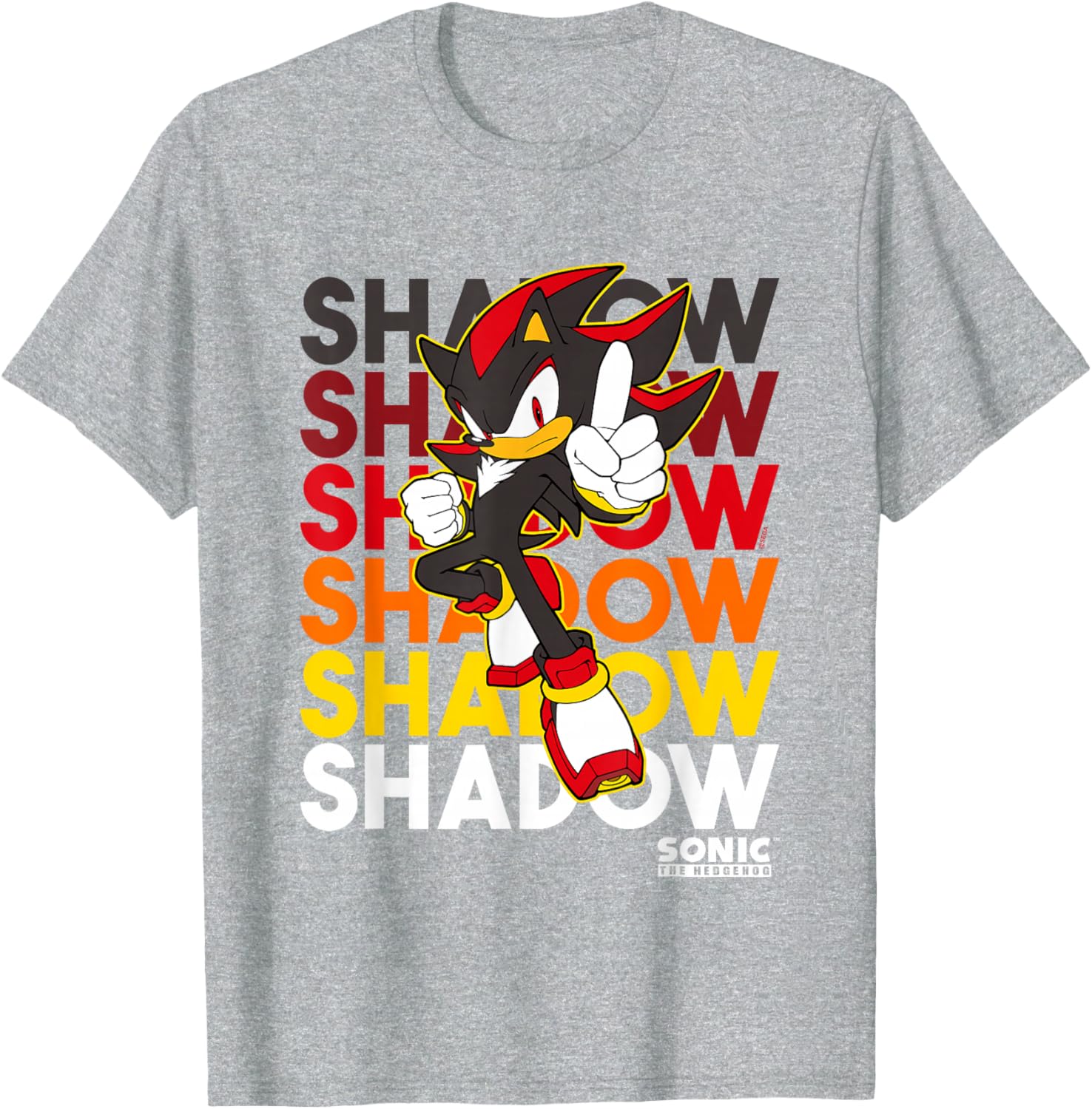 Sonic The Hedgehog Shadow Logo Stacked Text Cool Graphic T-Shirt - 13
