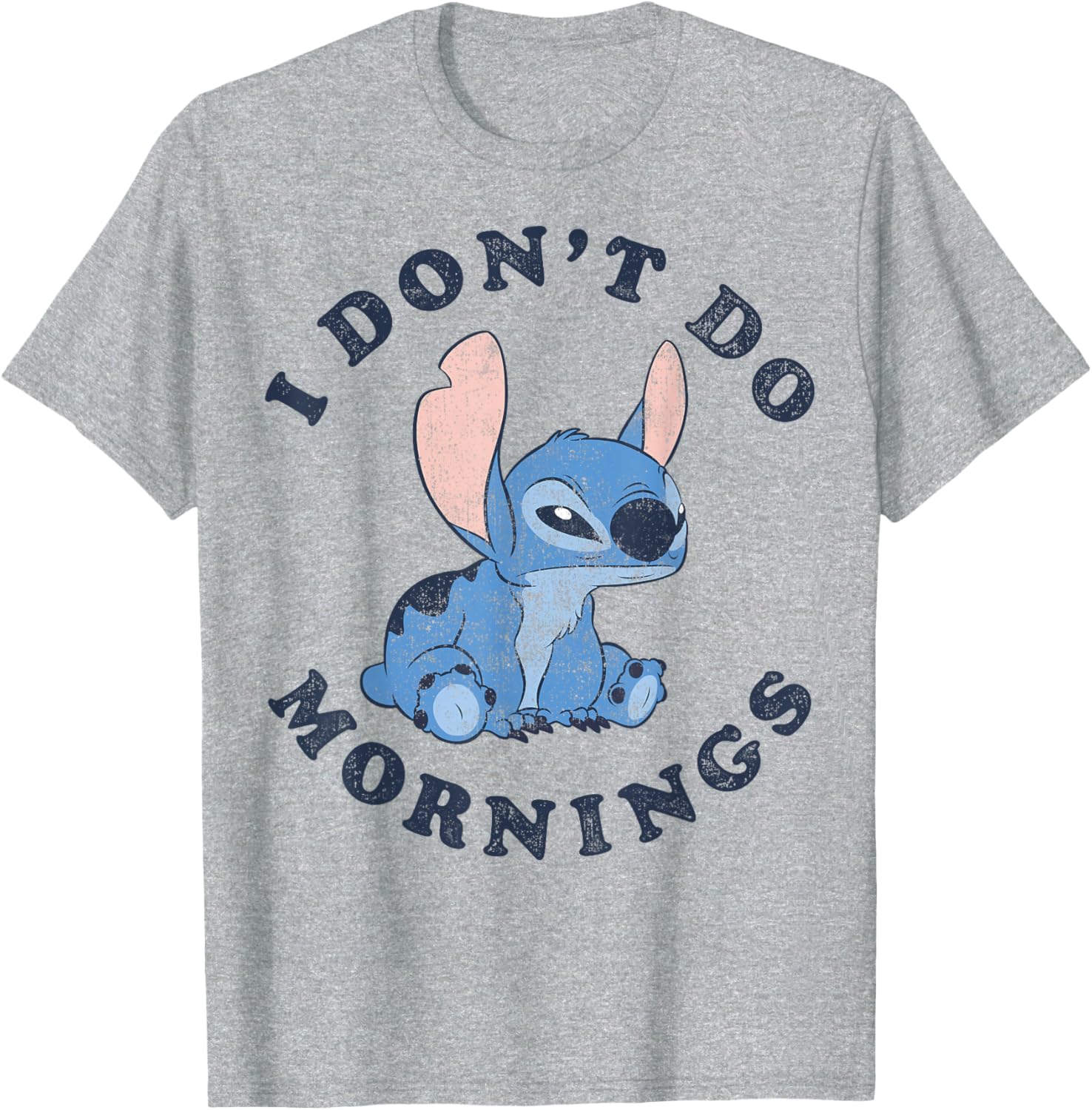 Disney Lilo & Stitch I Don't Do Mornings Distressed T-Shirt for Fans - 9
