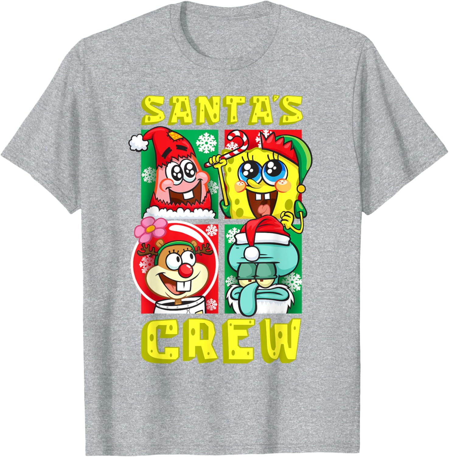 Mademark SpongeBob Christmas Crew Fun T-Shirt with Santa Patrick Sandy Squidward - 5