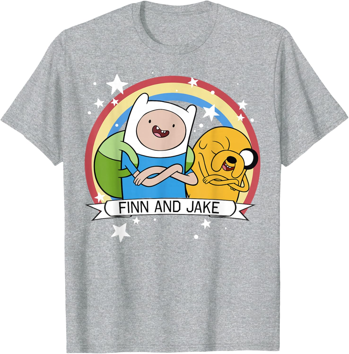 Adventure Time Finn and Jake Rainbow Stars T-Shirt for Fans - 1