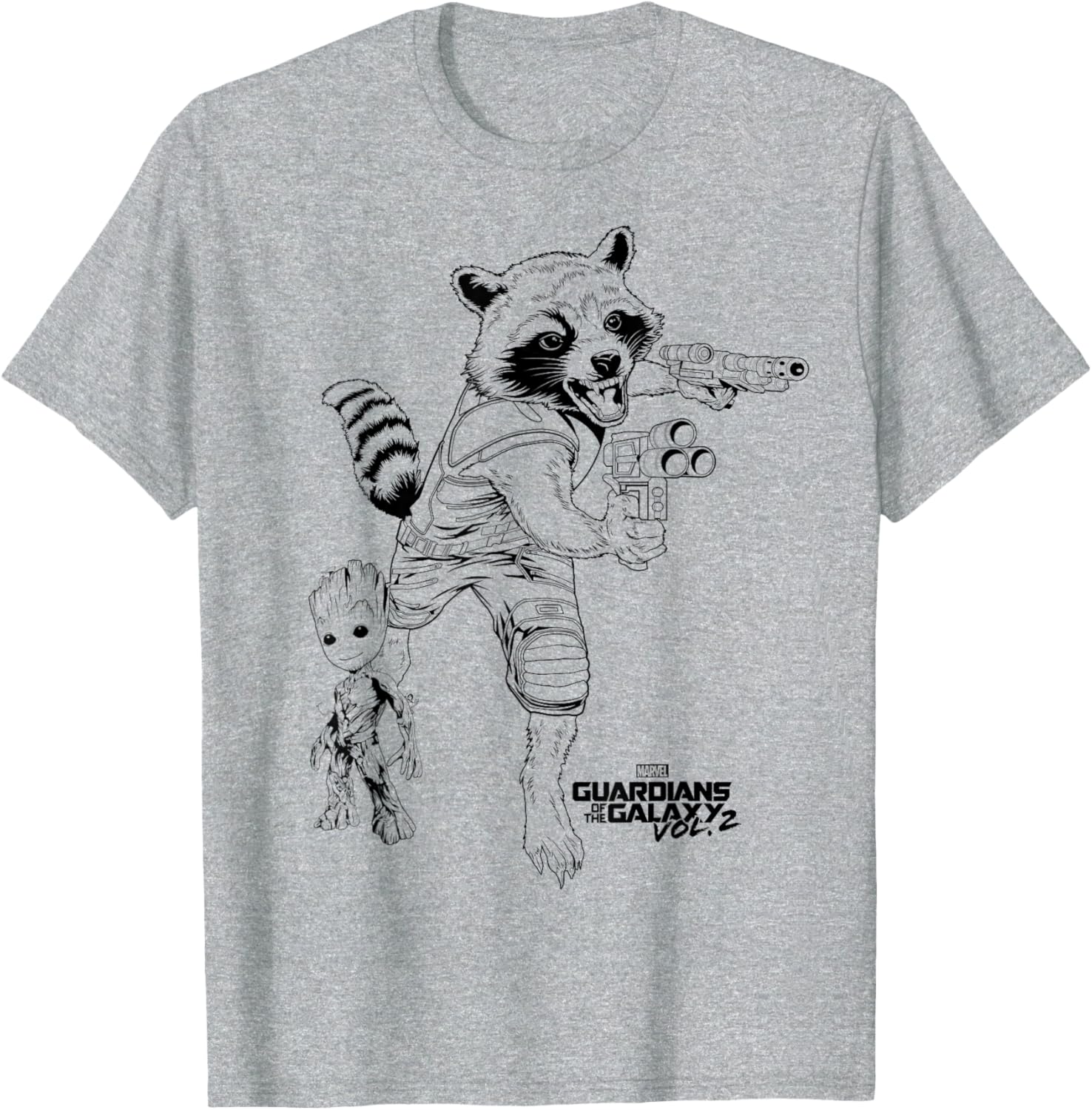 Marvel Guardians of the Galaxy Vol 2 Rocket and Groot Sketch T-Shirt - 1