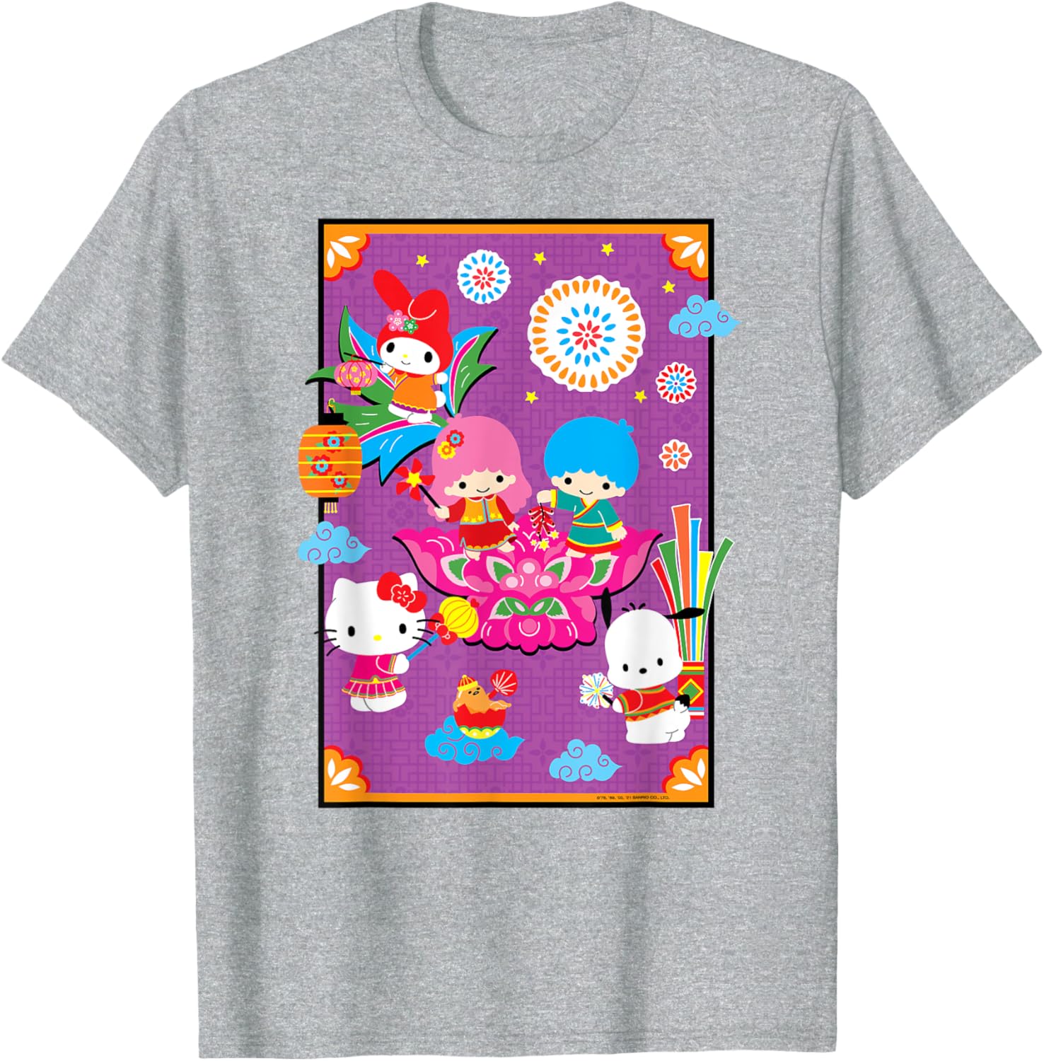 Hello Kitty & Friends Lunar New Year T-Shirt for Adults - Black, Small - 20