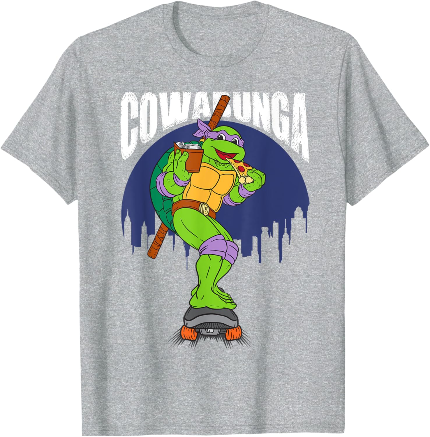 Cowabunga Donatello on Skates Pizza T-Shirt for TMNT Fans - 13