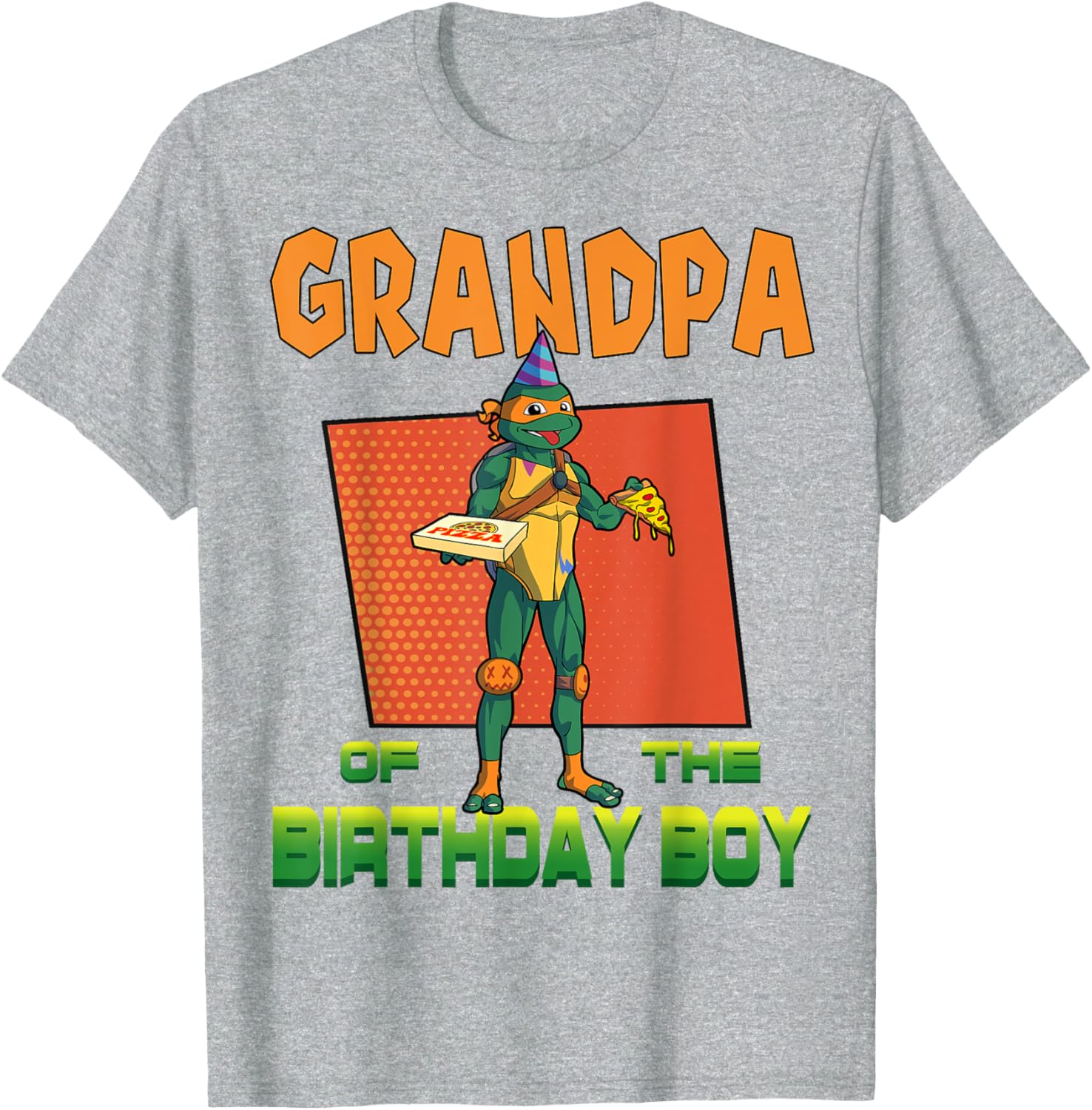 Mademark X TMNT Mikey Grandpa Birthday Pizza Party T-Shirt for Kids - 14