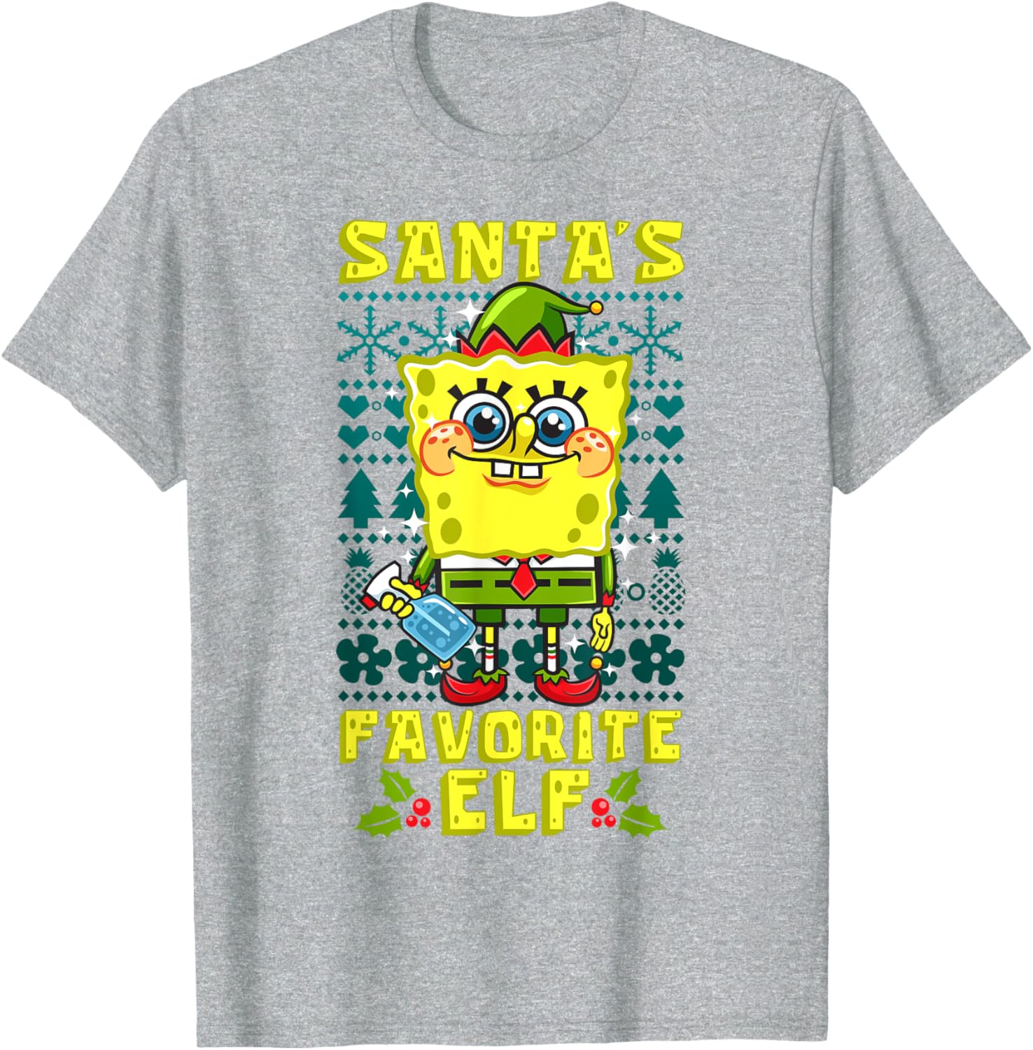 Mademark SpongeBob SquarePants Xmas Elf Matching T-Shirt for Holiday Cheer - 20