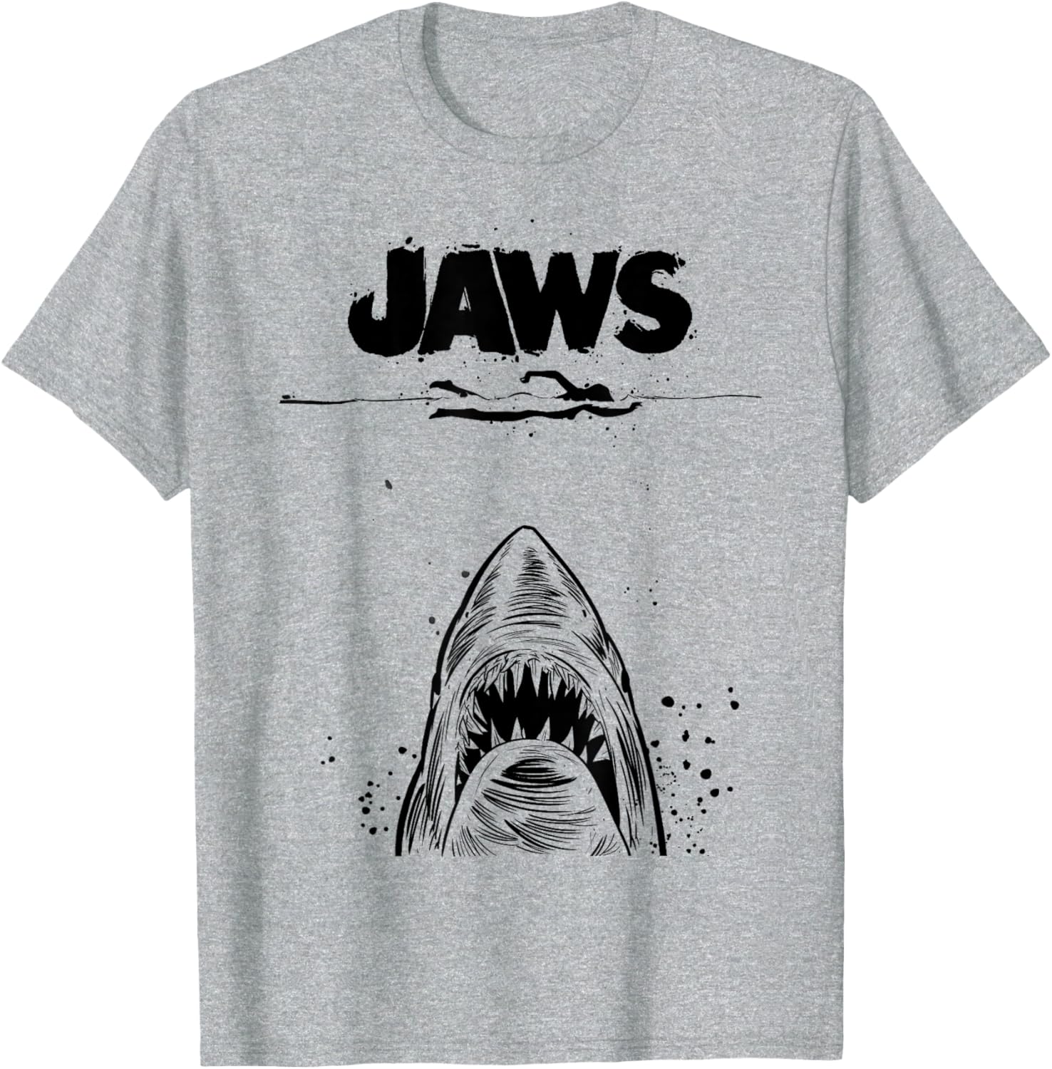 Jaws 50th Anniversary Black and White Sketch 2-Sided T-Shirt - 24