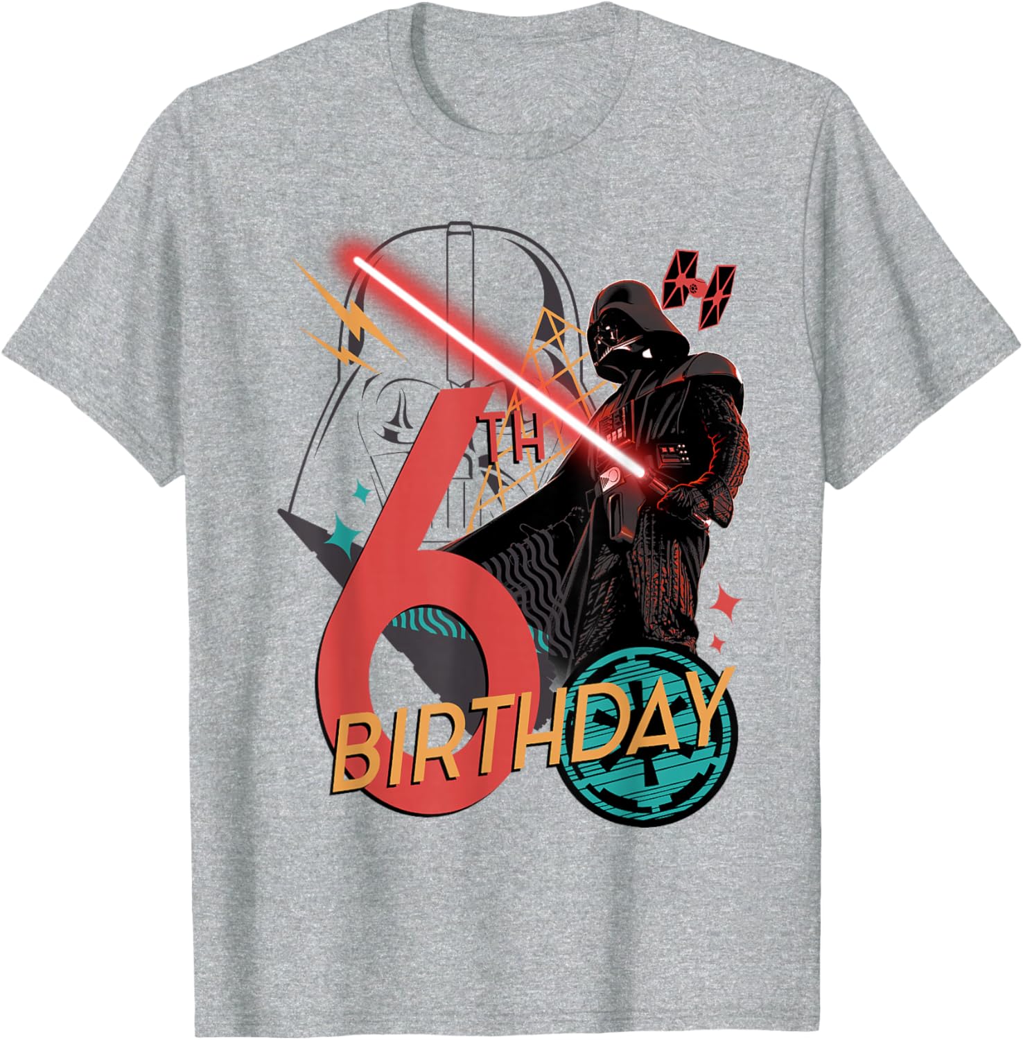 Darth Vader 6th Birthday T-Shirt with Abstract Design for Kids - 1