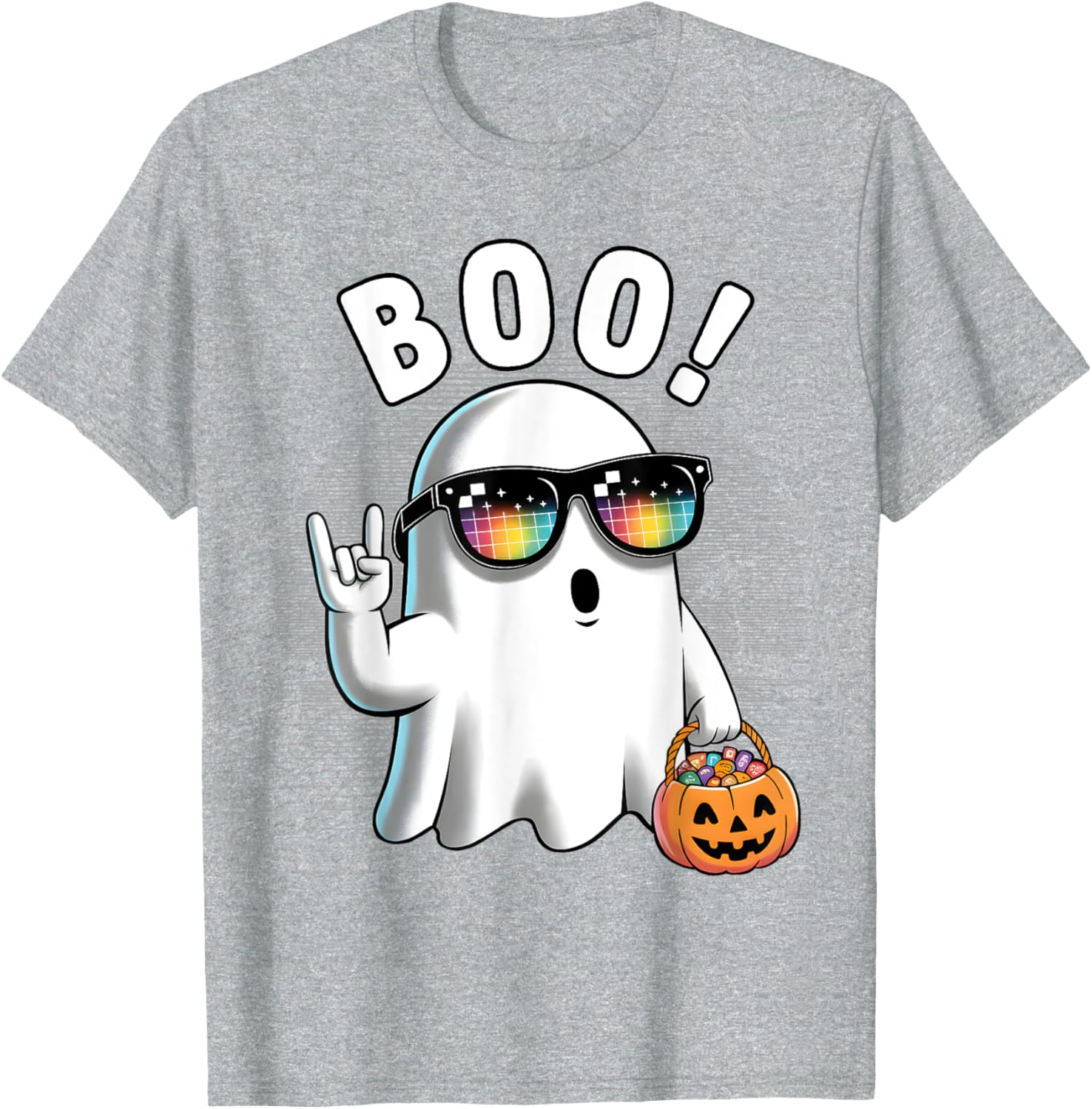 Rock Ghost Retro Halloween Pumpkin T-Shirt for Fun Spooky Style - 29