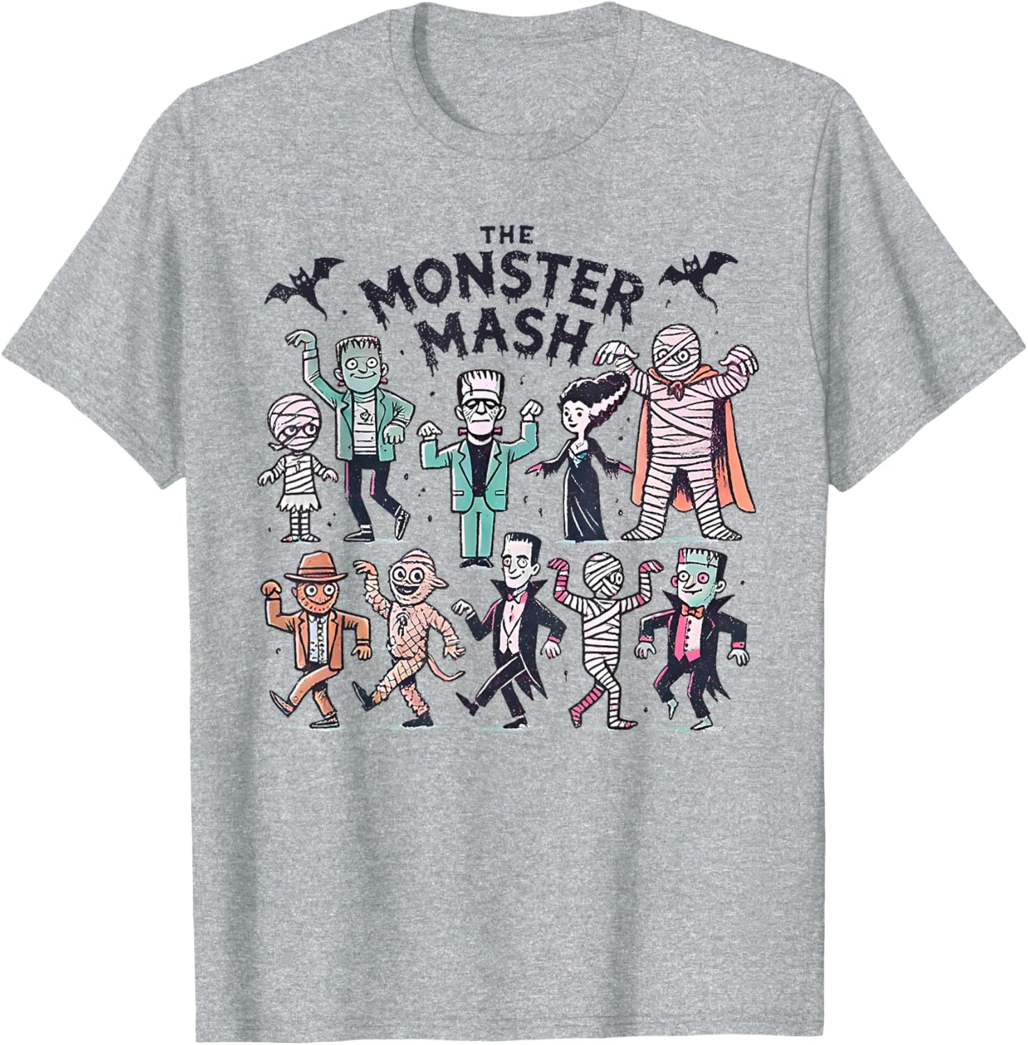 Monster Mash Halloween T-Shirt with Mummy Witch and Vampire Design - 11
