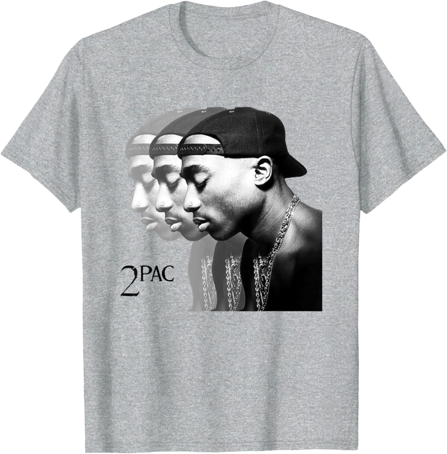 Tupac Shakur Unisex Repeat T-Shirt in Blue, Short Sleeve Cotton Blend - 8