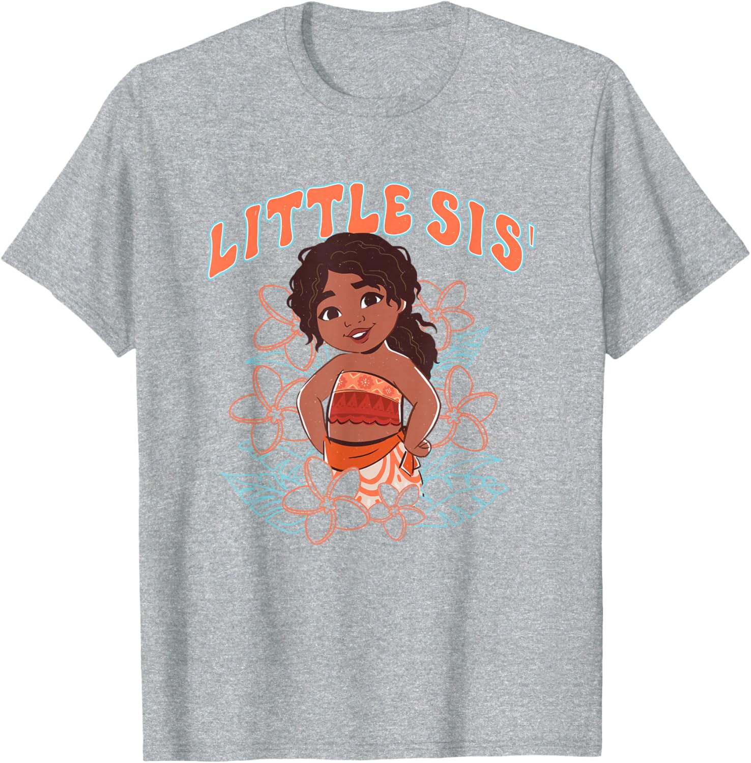 Disney Moana 2 Little Sis Cute Tropical Floral Logo T-Shirt for Kids - 6