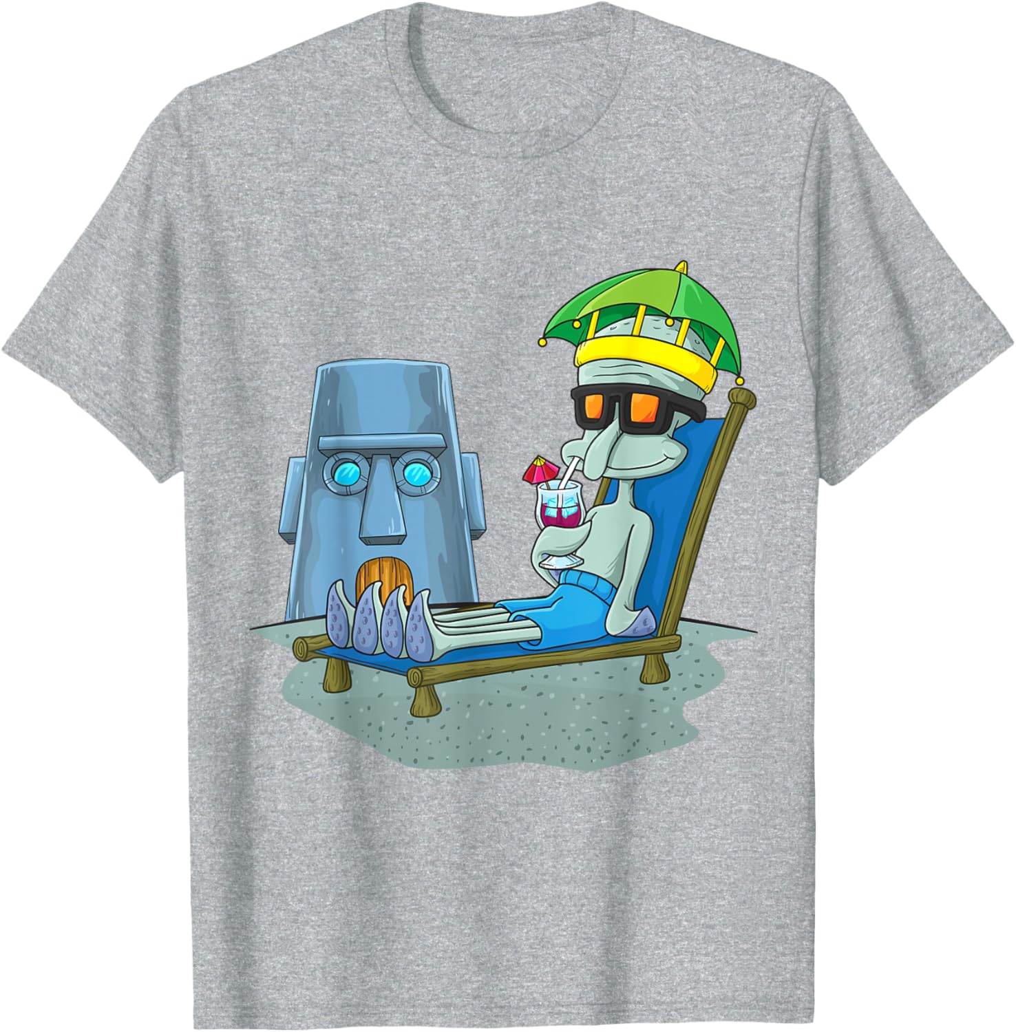 Mademark x SpongeBob SquarePants Squidward Sunbathing T-Shirt for Fans - 8