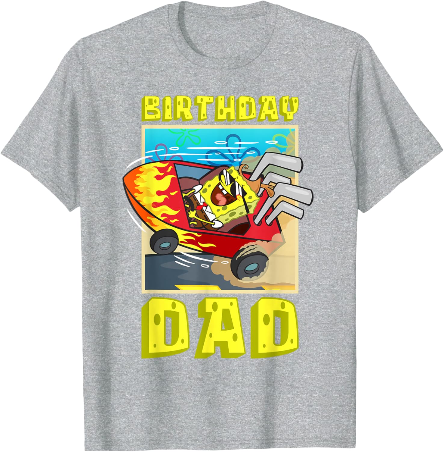 SpongeBob Birthday Dad Driving Super Car T-Shirt for Father's Day Fun - 2