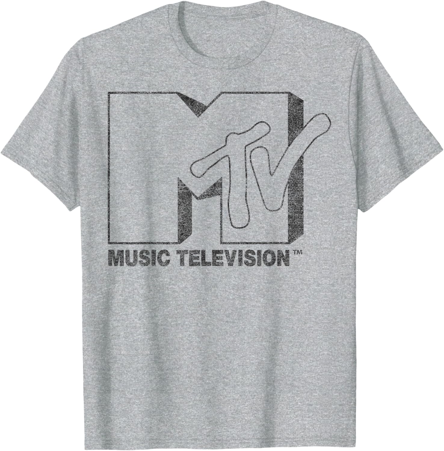 MTV Distressed Vintage Black and White Logo Graphic T-Shirt for Trendy Style - 5