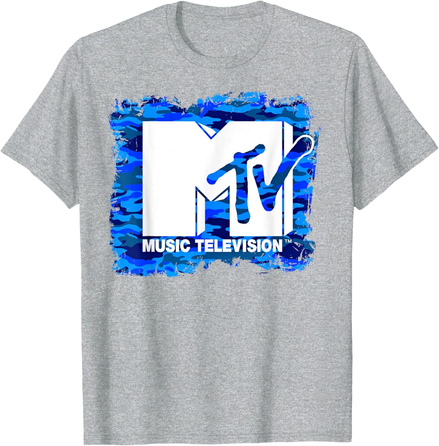 Mademark x MTV Fun Blue Camo Logo T-Shirt for Trendy Style - 2