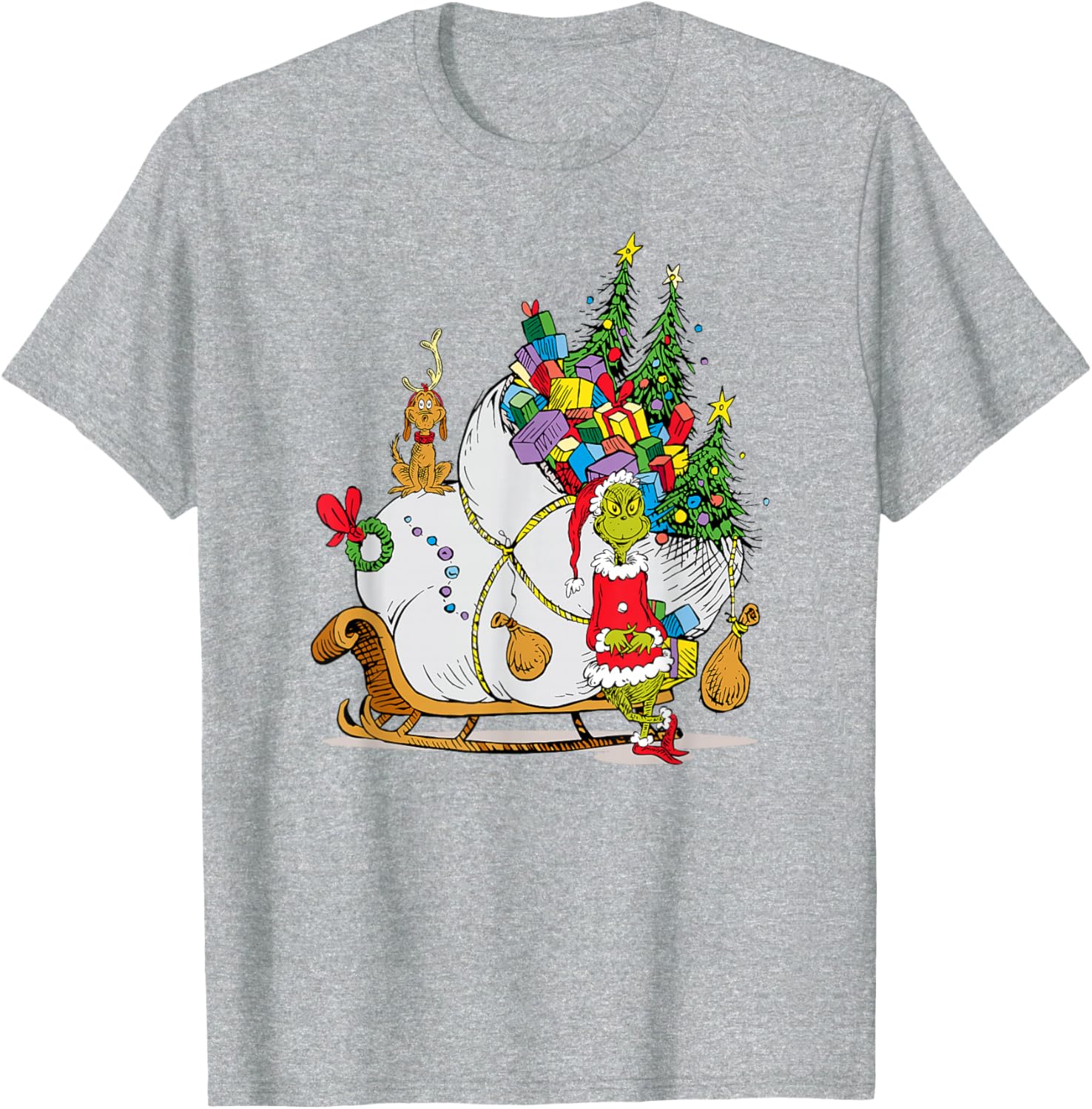 Dr. Seuss Grinch Sleigh T-Shirt - Fun Christmas Apparel for Everyone - 17