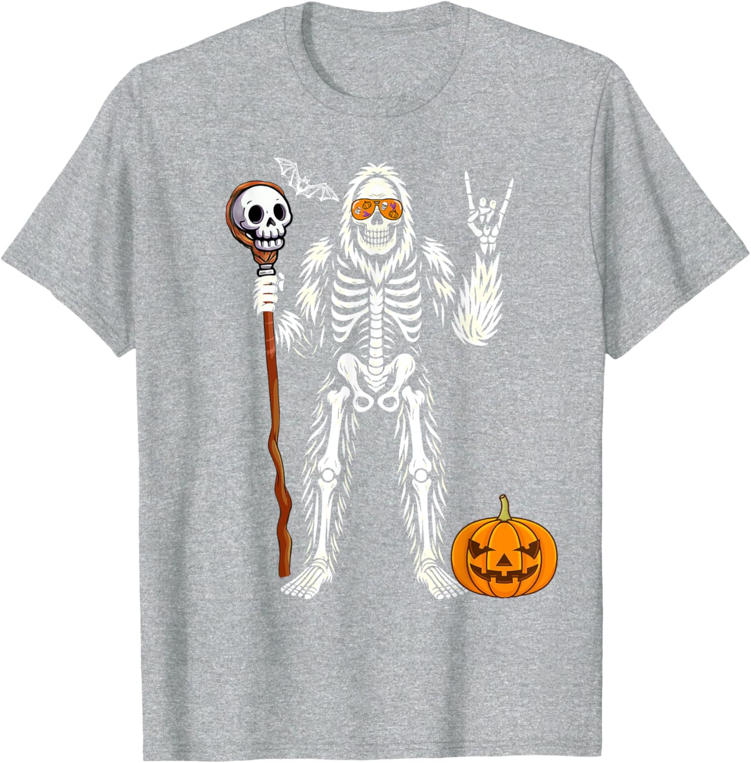 Halloween Skeleton Bigfoot Pumpkin Skull T-Shirt for Men and Boys - 16