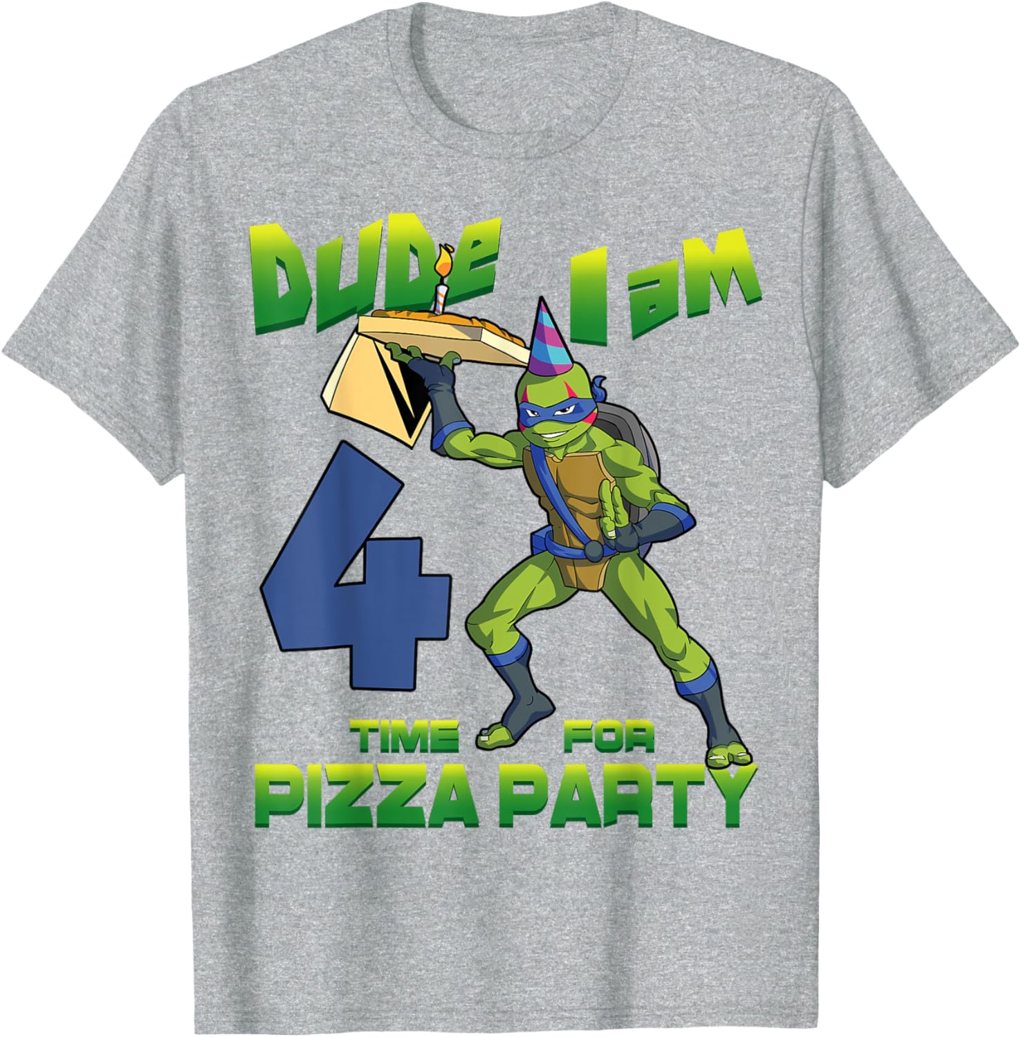 TMNT Leo Pizza Birthday Party T-Shirt for 4 Year Olds - Fun Design - 24