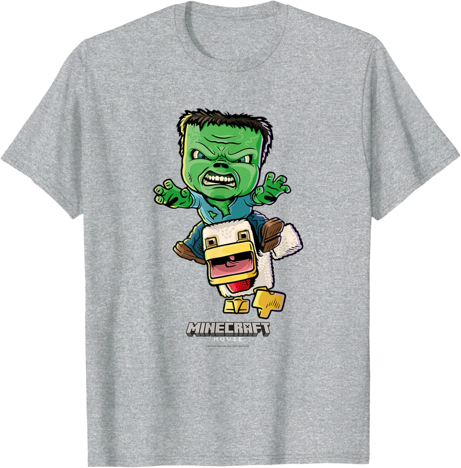 Minecraft Chicken Jockey Baby Zombie Animated T-Shirt for Kids and Fans - 18