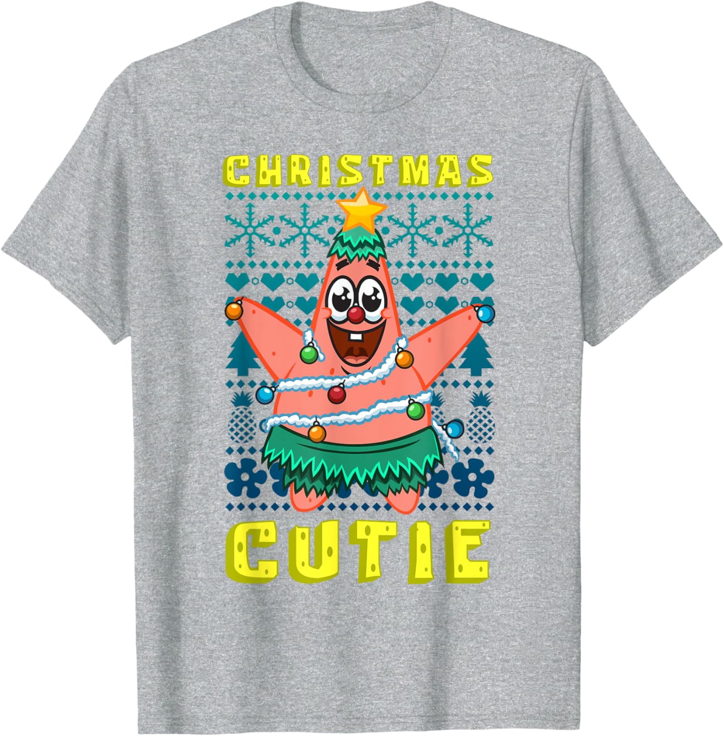 SpongeBob Patrick Star Christmas T-Shirt Cute Holiday Lights Design - 12