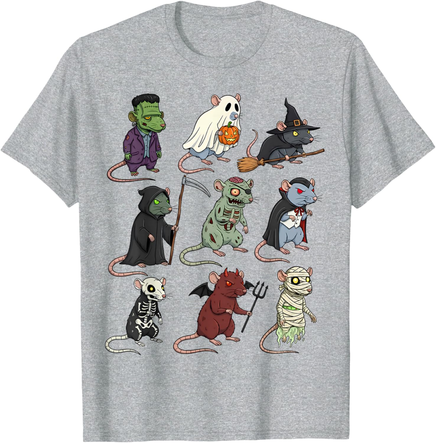 Spooky Witch Zombie Rat Halloween T-Shirt for Boys and Girls - 12