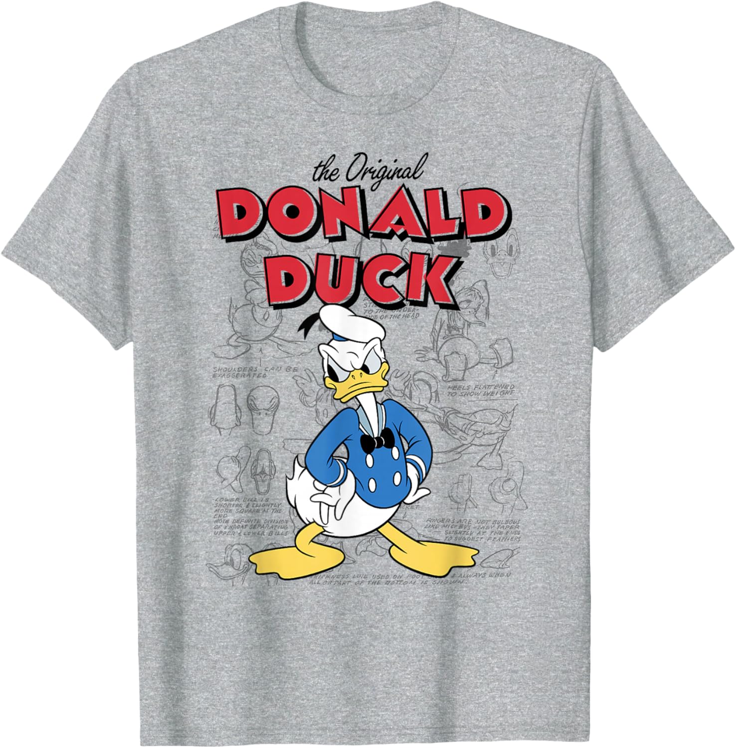 Mickey and Friends Donald Duck Sketch T-Shirt for Fun Disney Fans - 1