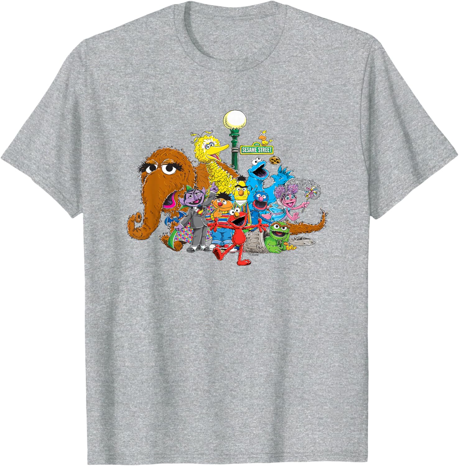 Sesame Street Group Street Light T-Shirt for Kids and Adults Fun Wear - 8