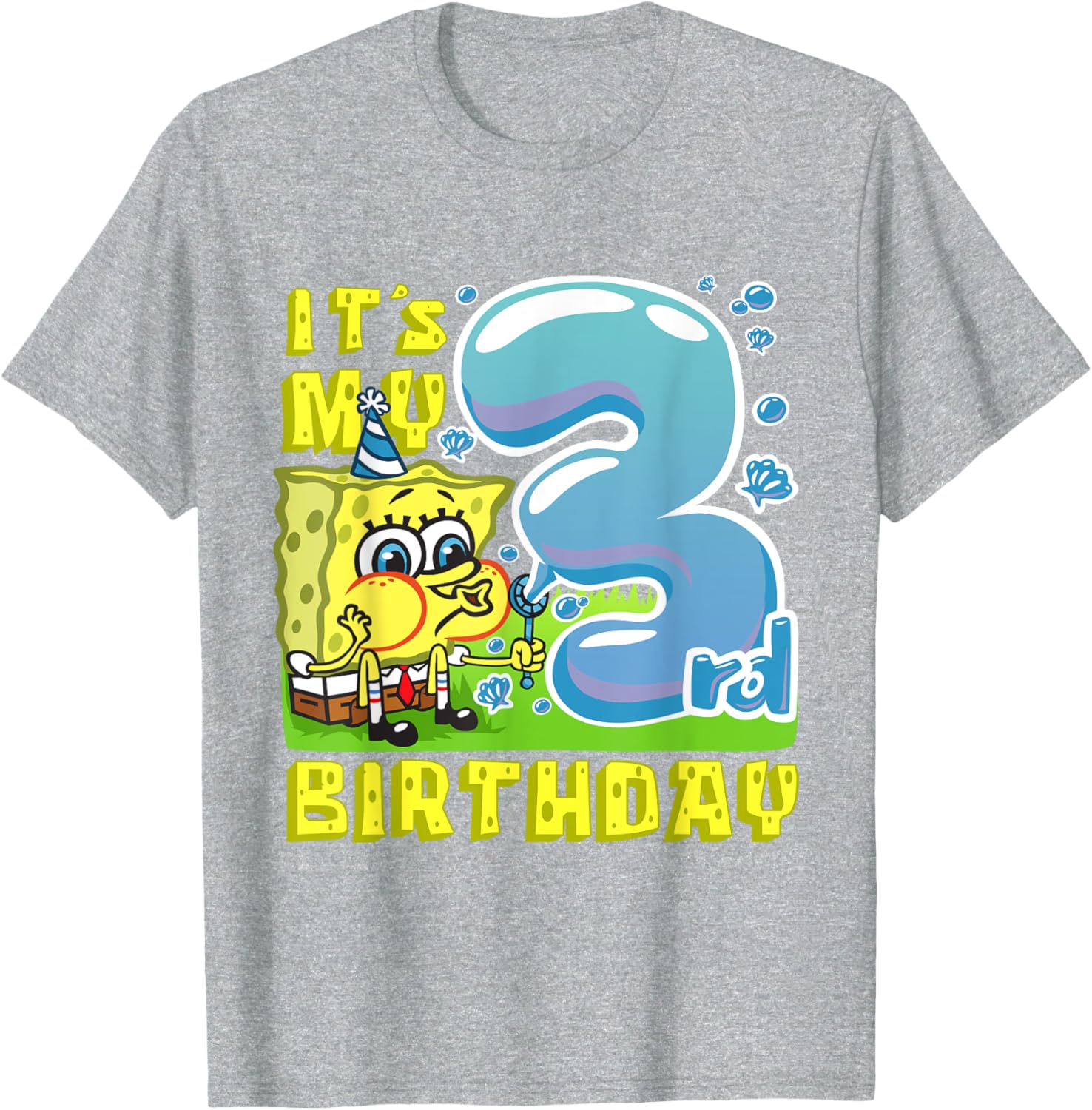 Mademark SpongeBob Third Birthday T-Shirt for Boys and Girls - 19