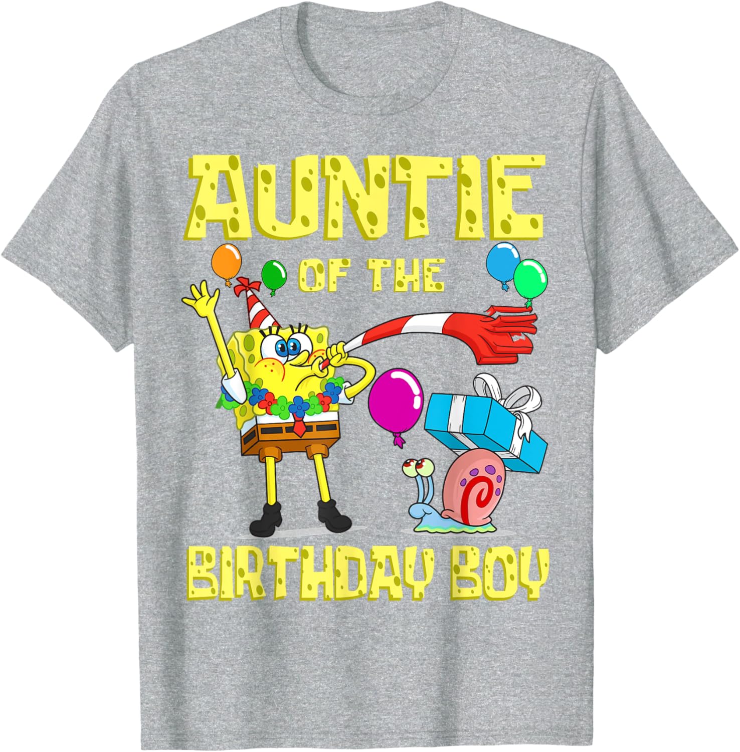 Mademark SpongeBob Birthday Boy Auntie Theme T-Shirt Fun Party Apparel - 7